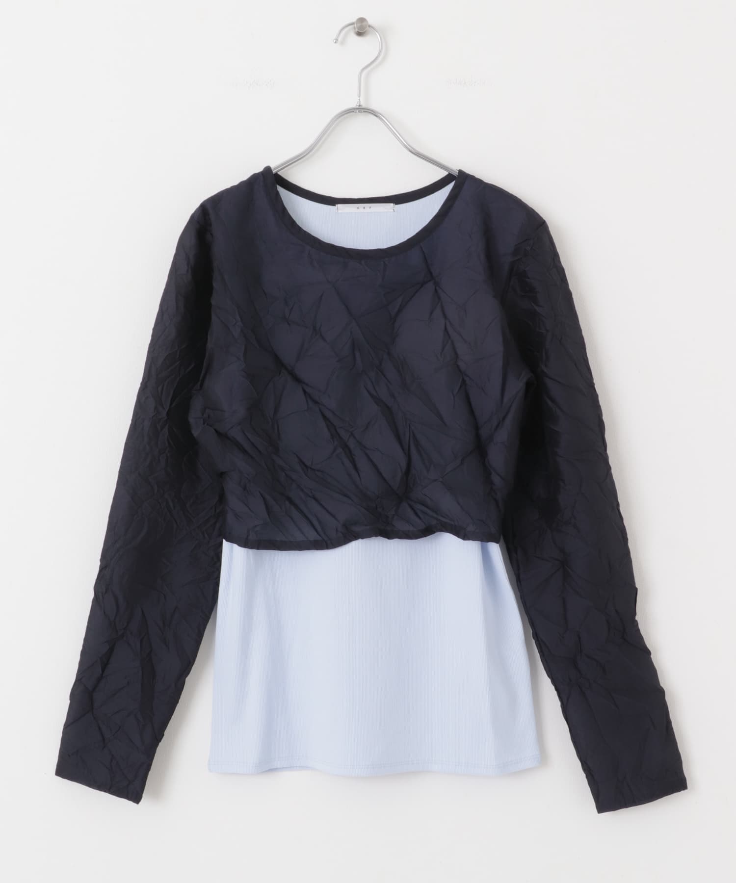 レイヤードワッシャーロンTEE NAVY×BLUE one