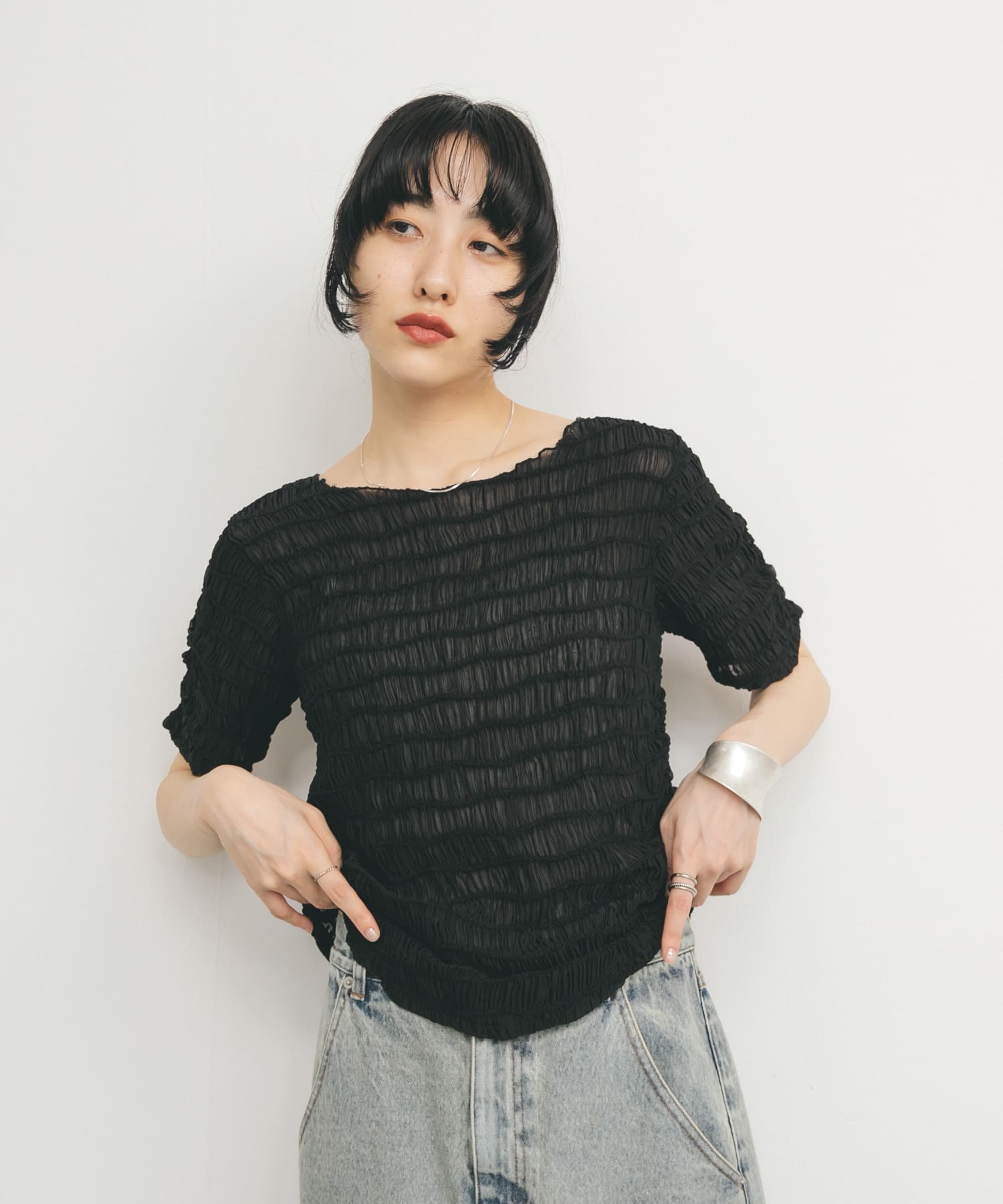 シャーリングシアートップス