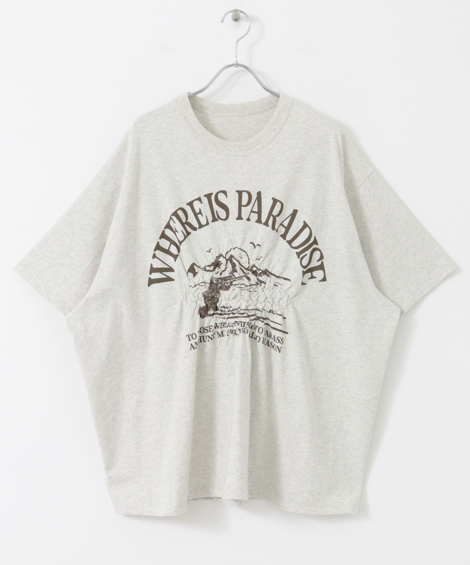 シャーリングプリントTEE OATMEAL one