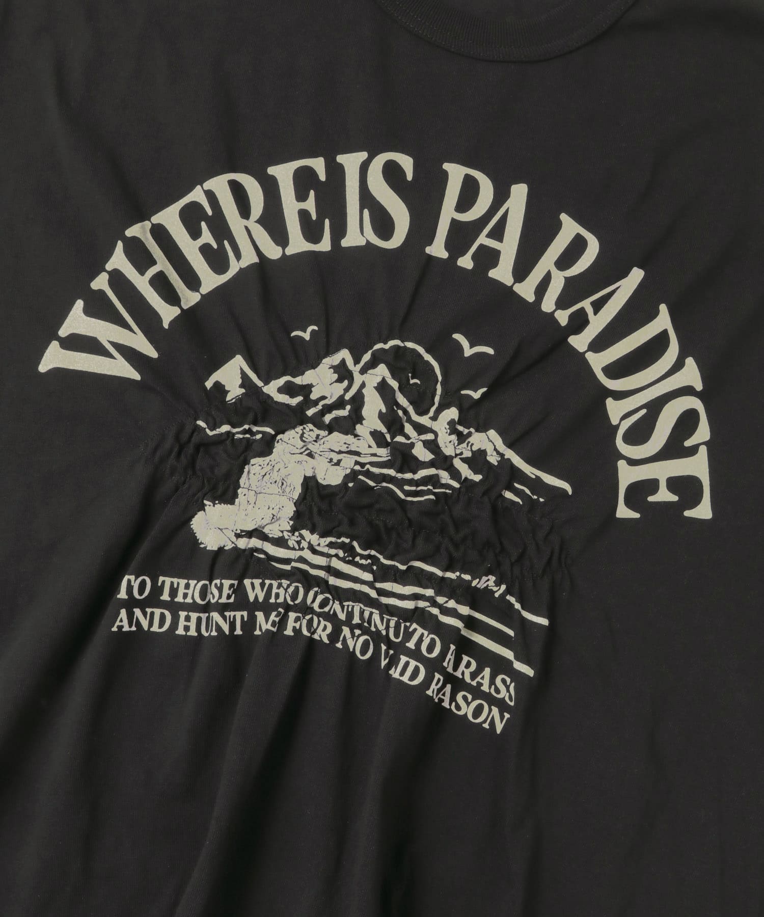 シャーリングプリントTEE BLACK one
