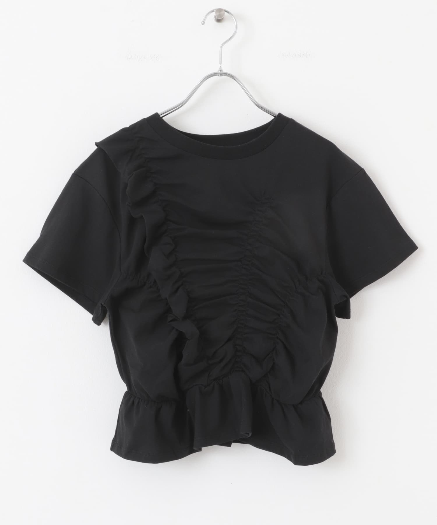 シャーリングデザインTEE BLACK one
