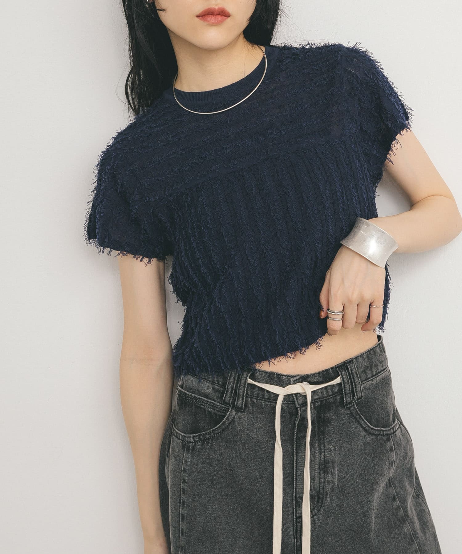 ミニフリンジニットTEE(one NAVY): トップス｜URBAN RESEARCH公式