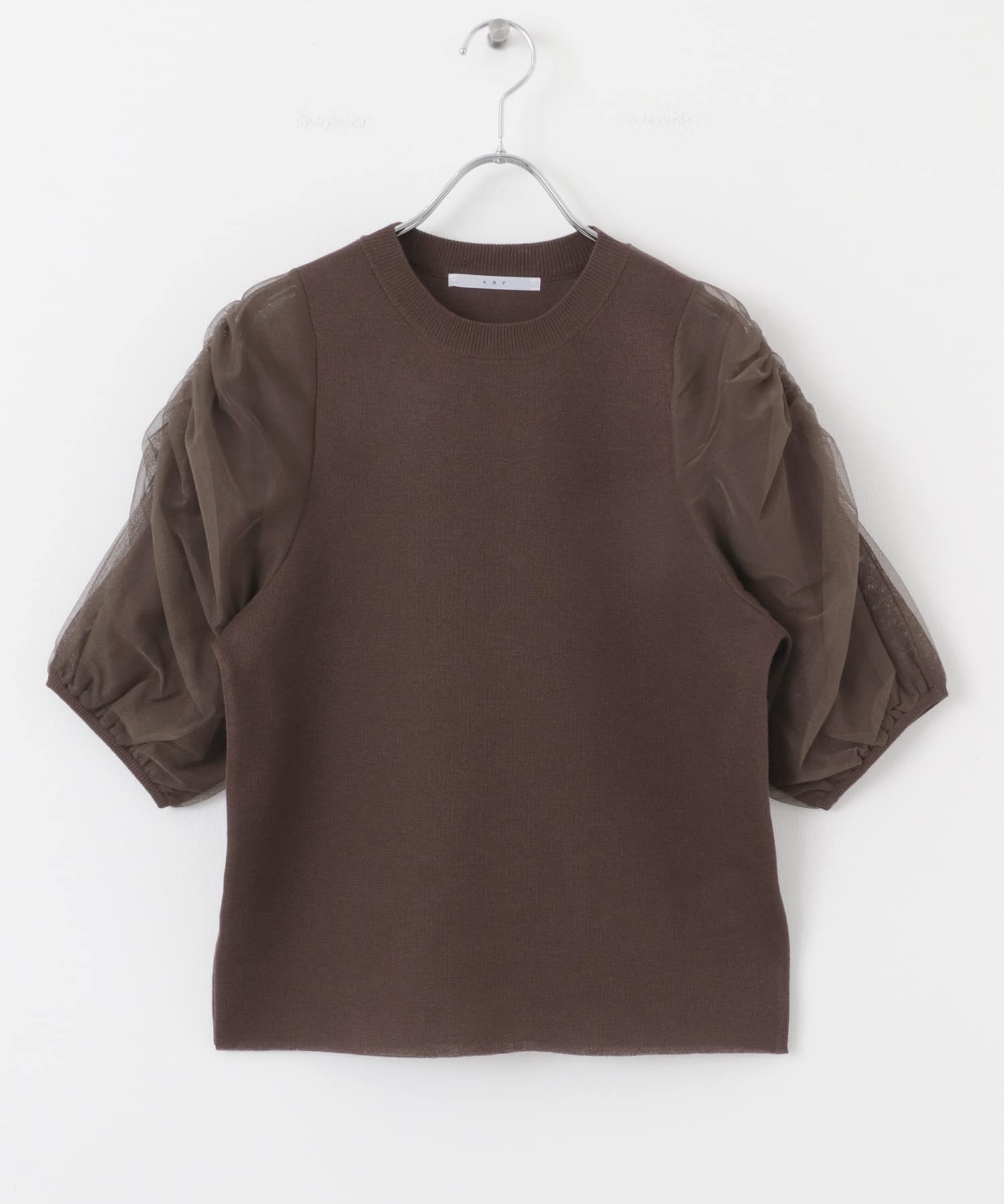 チュールスリーブニット BROWN one