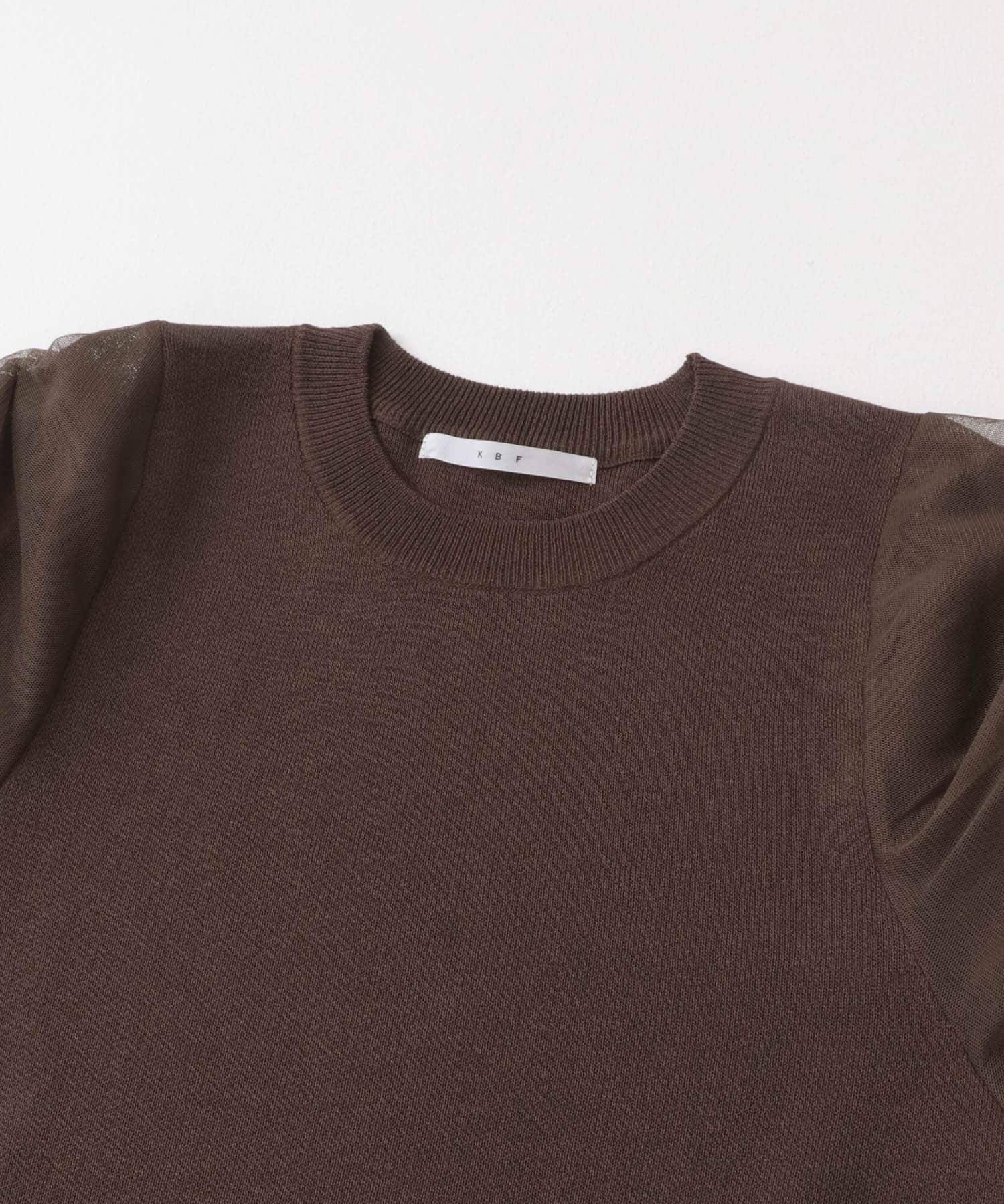 チュールスリーブニット BROWN one