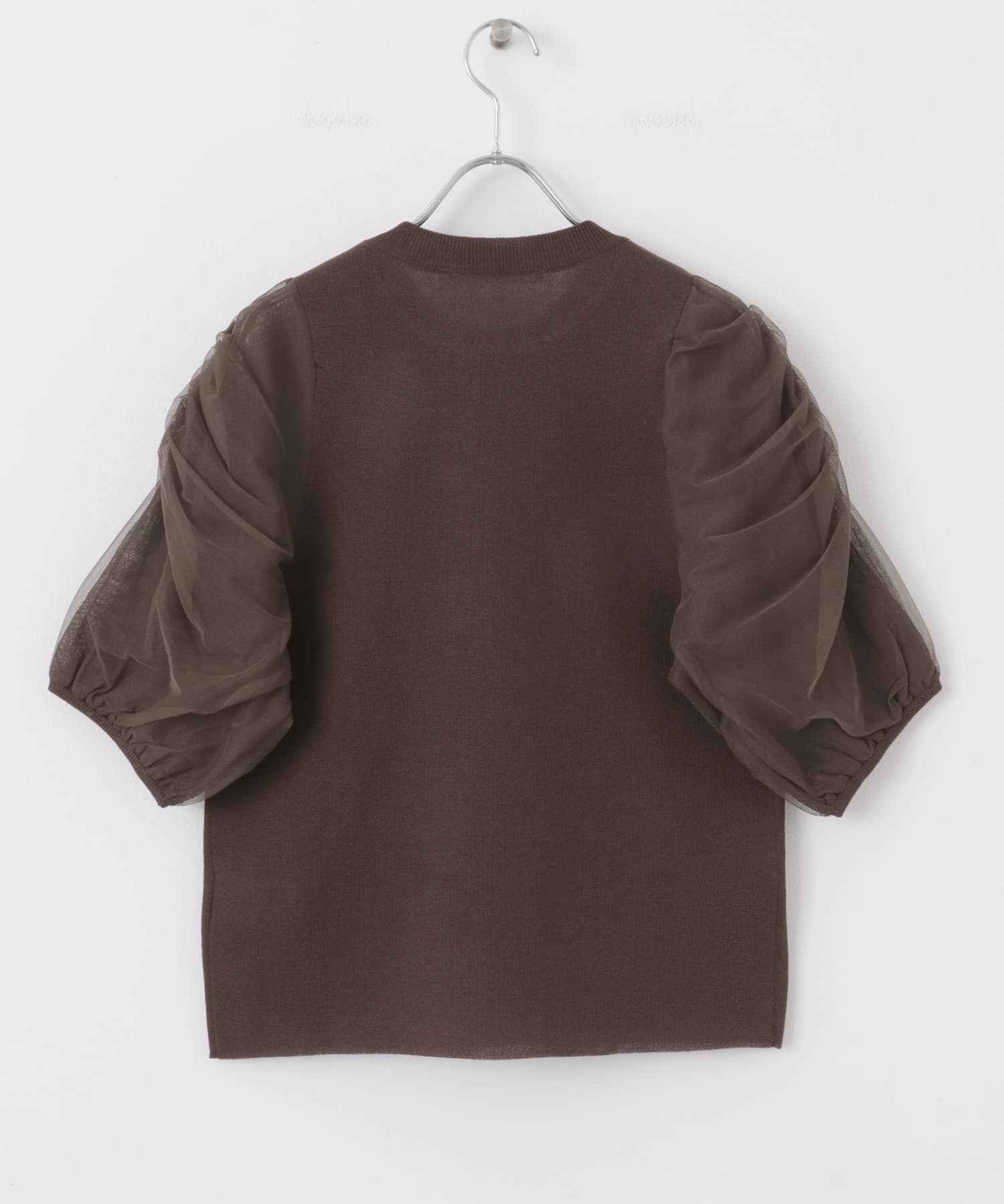 チュールスリーブニット BROWN one