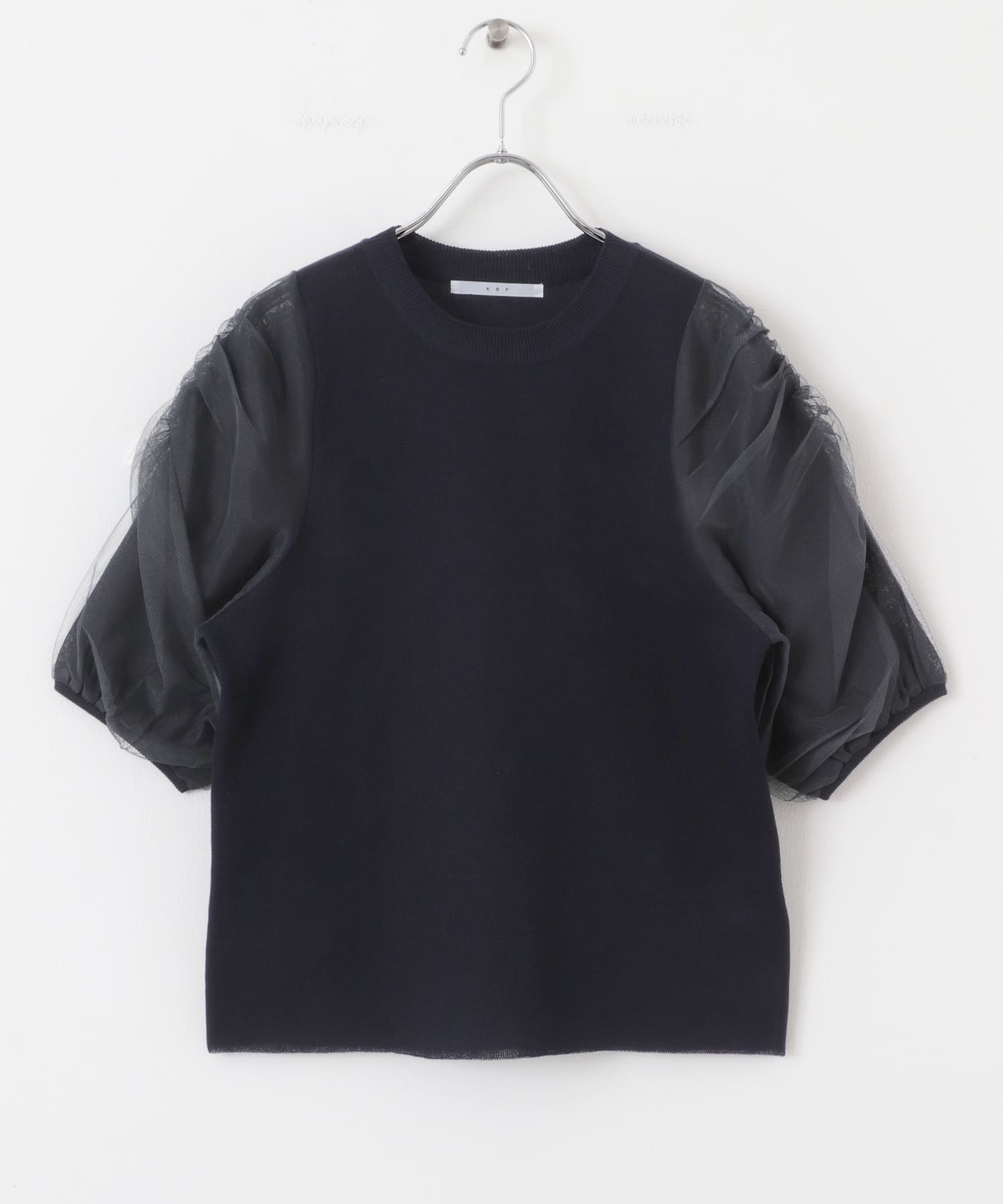 チュールスリーブニット NAVY one