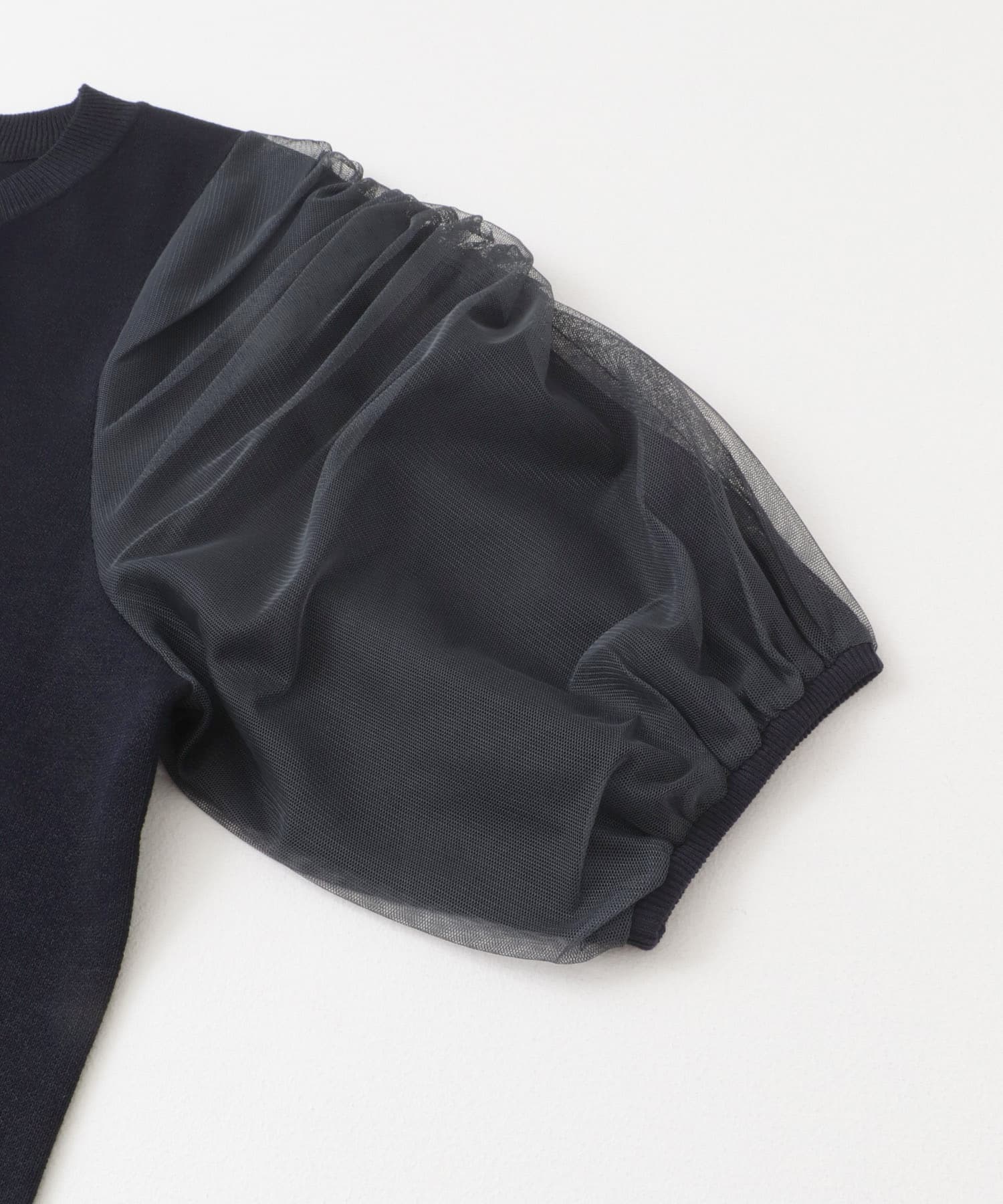 チュールスリーブニット NAVY one