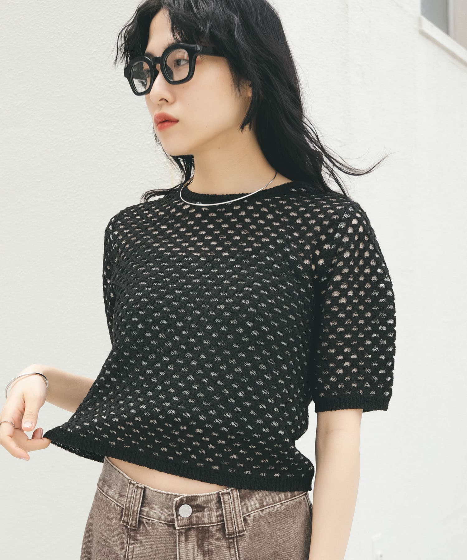 ループヤーンメッシュプルオーバー