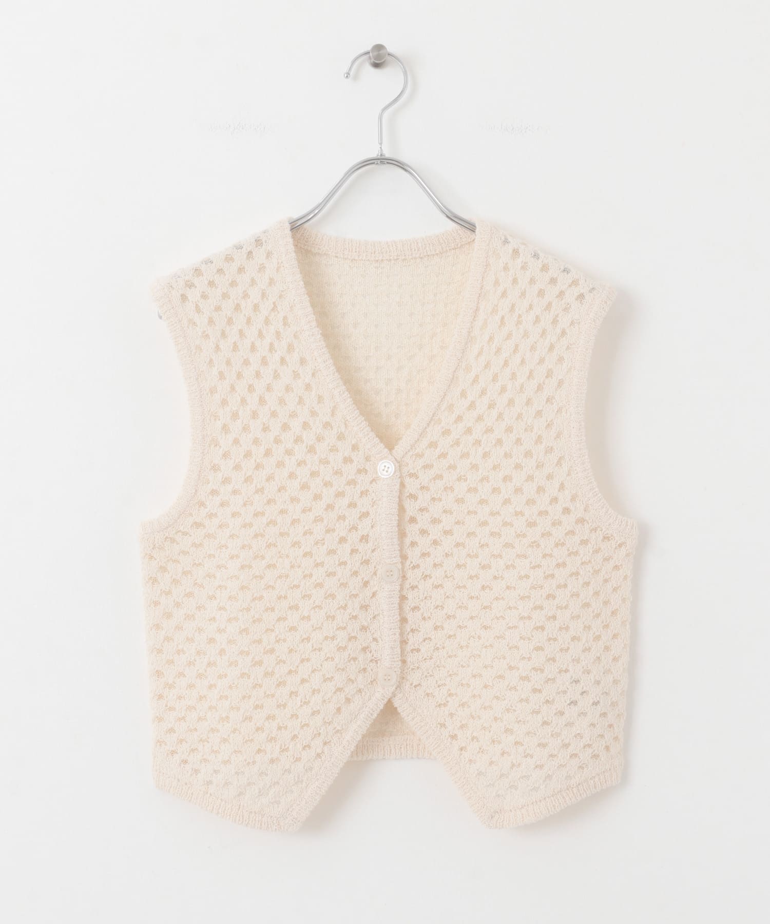 ループヤーンメッシュベスト IVORY one