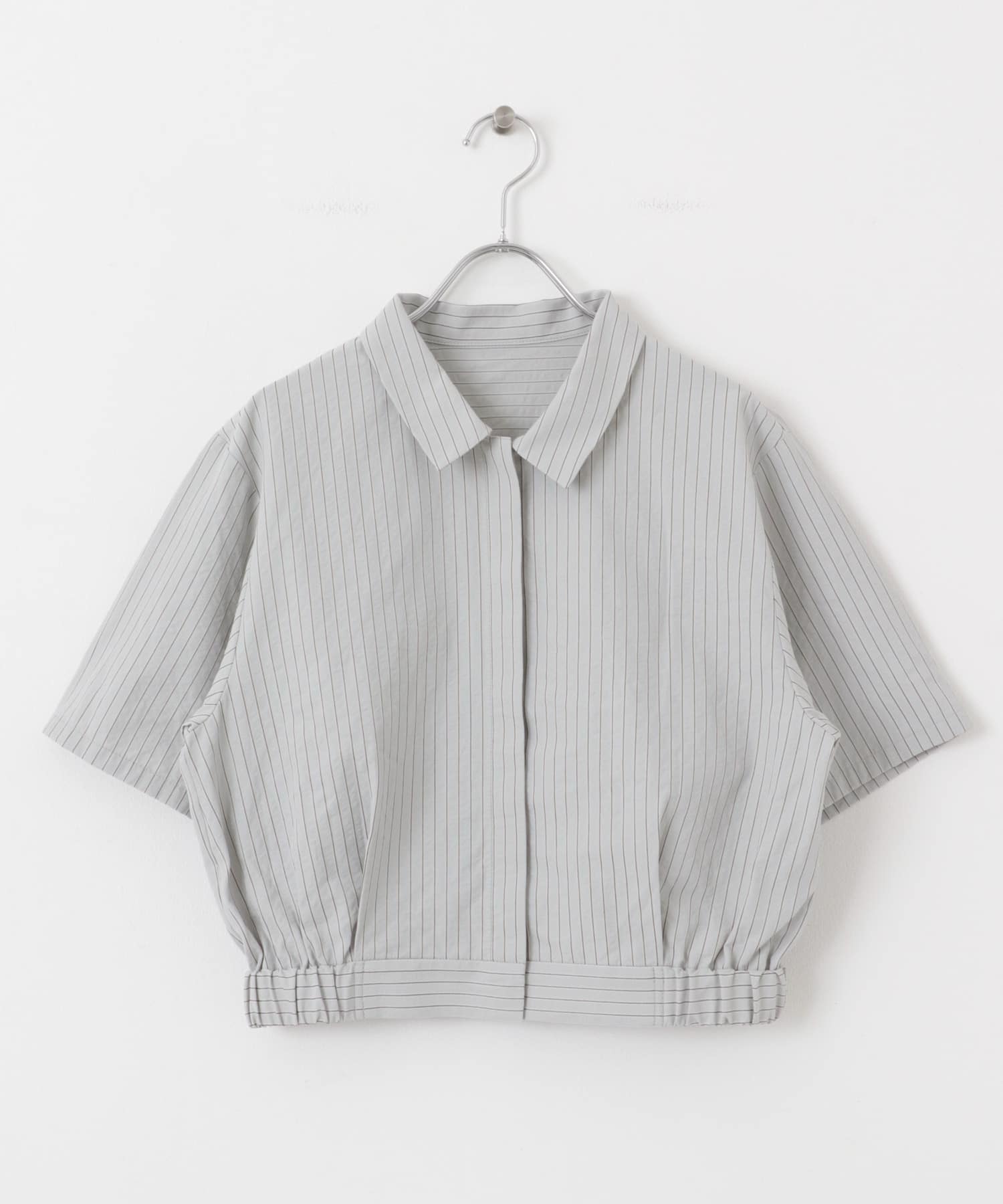 コンパクトストライプシャツ L.GRAY one