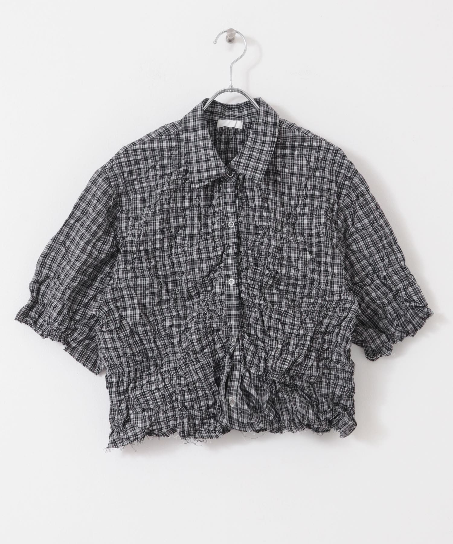 ワッシャーチェックシャツ CHARCOAL one