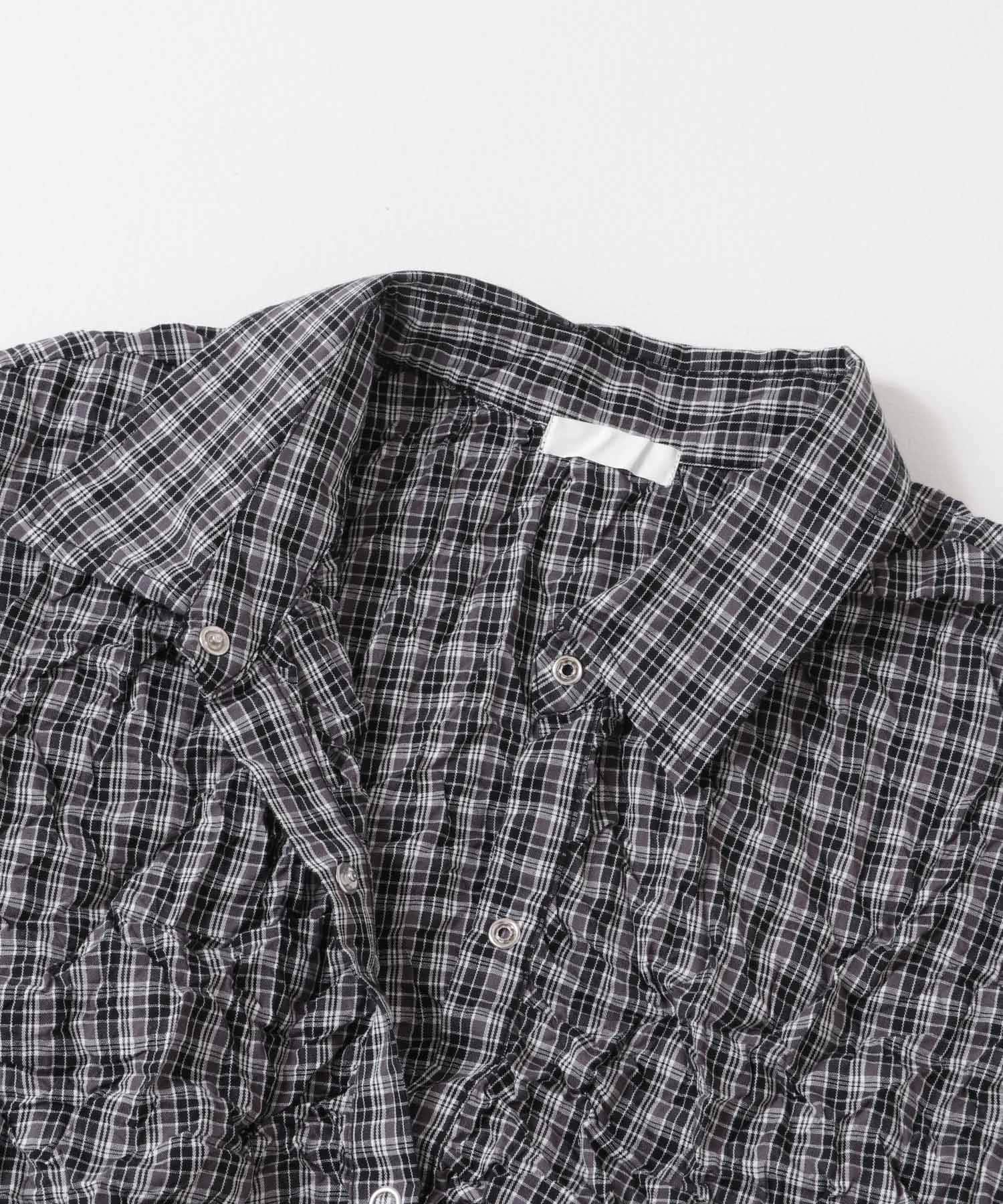 ワッシャーチェックシャツ CHARCOAL one