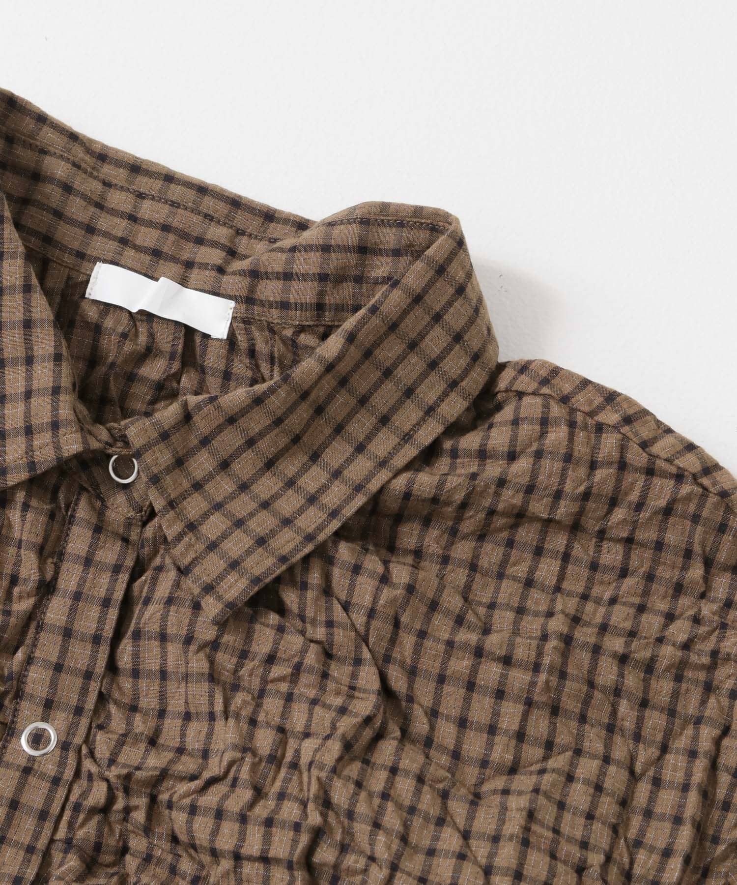 ワッシャーチェックシャツ BROWN one