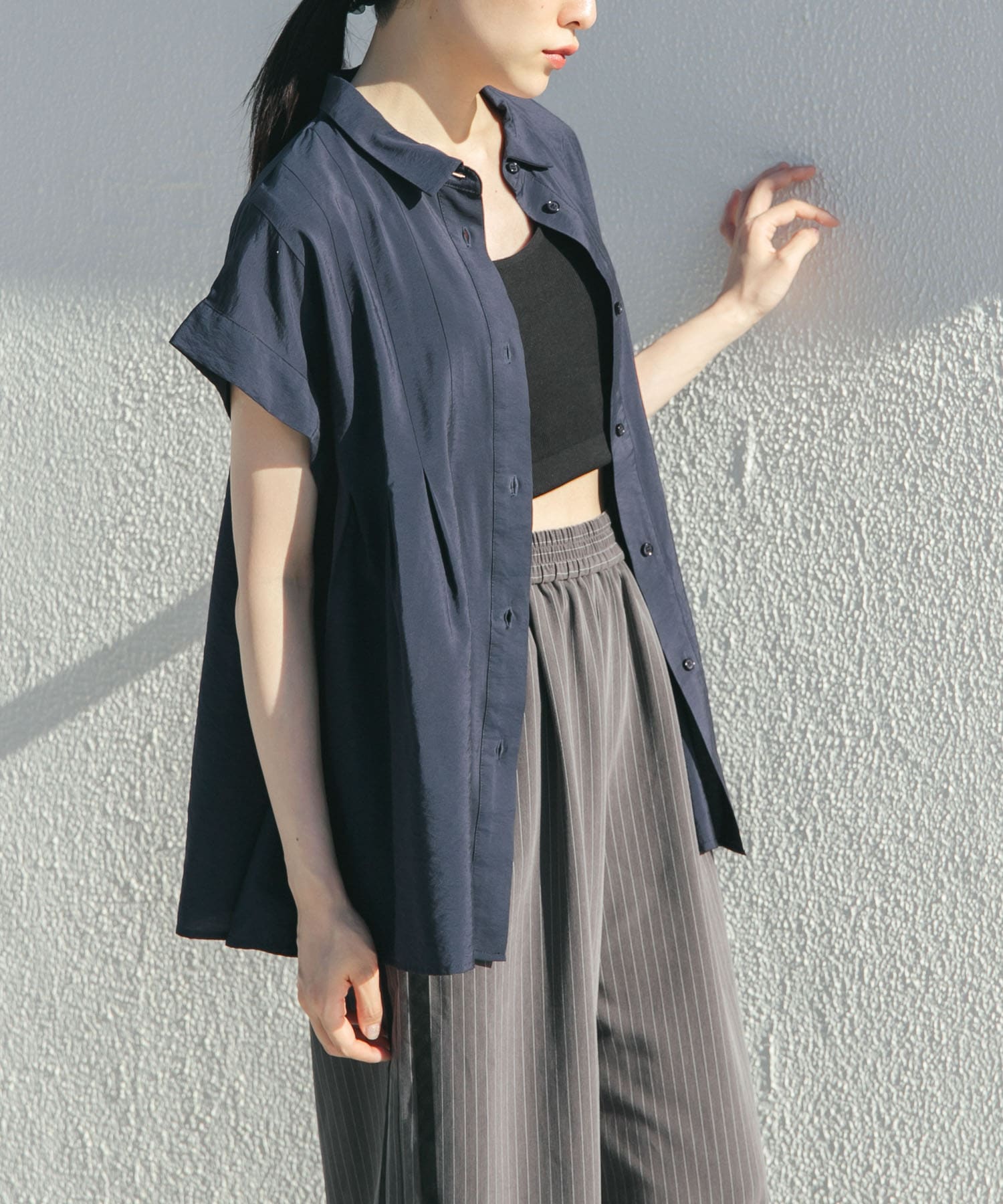 スリーブレスタックフレアブラウス