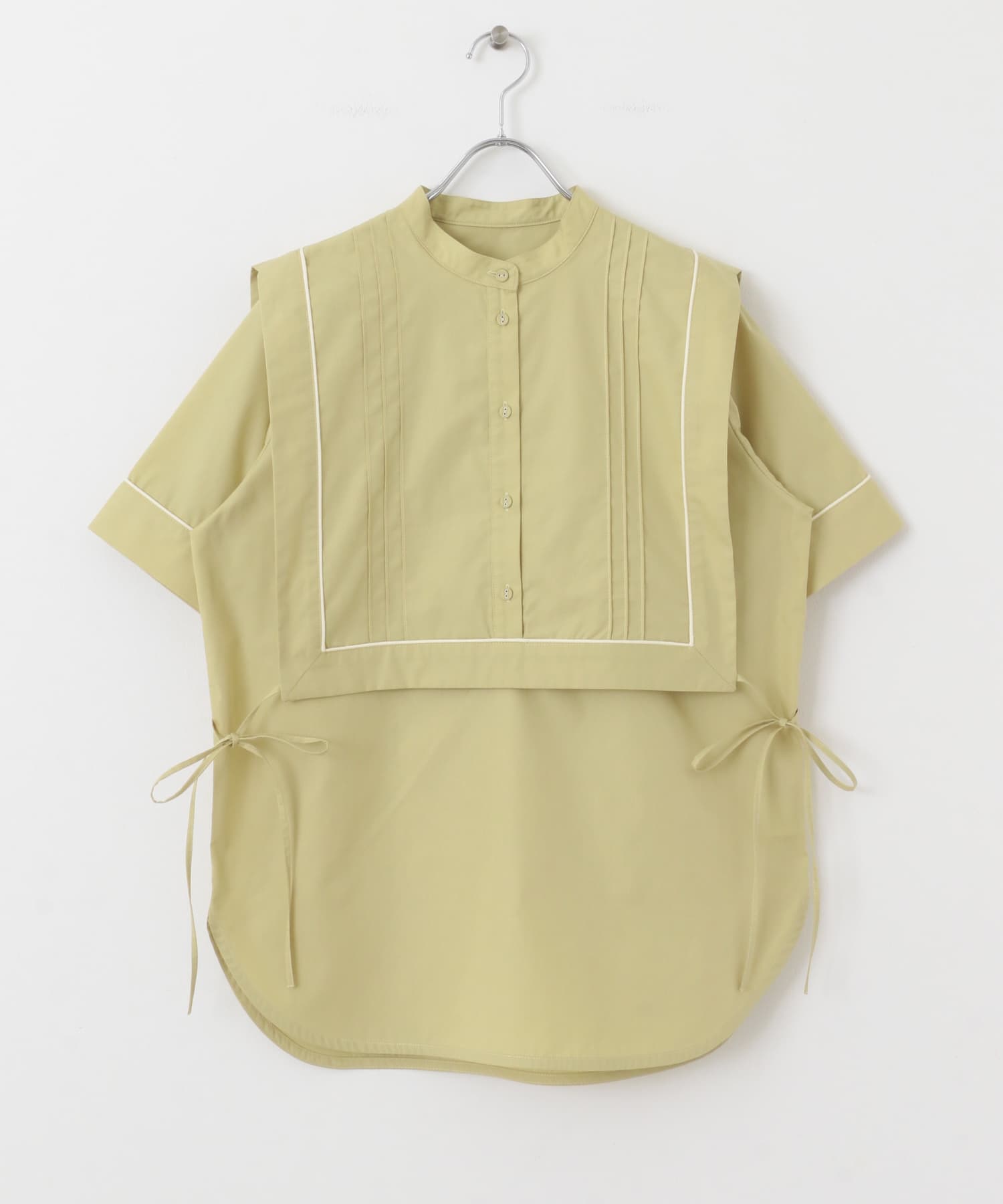 パイピングレイヤードシャツ STRAW one