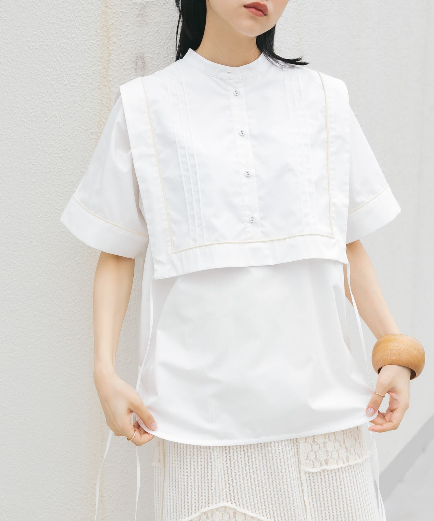 パイピングレイヤードシャツ