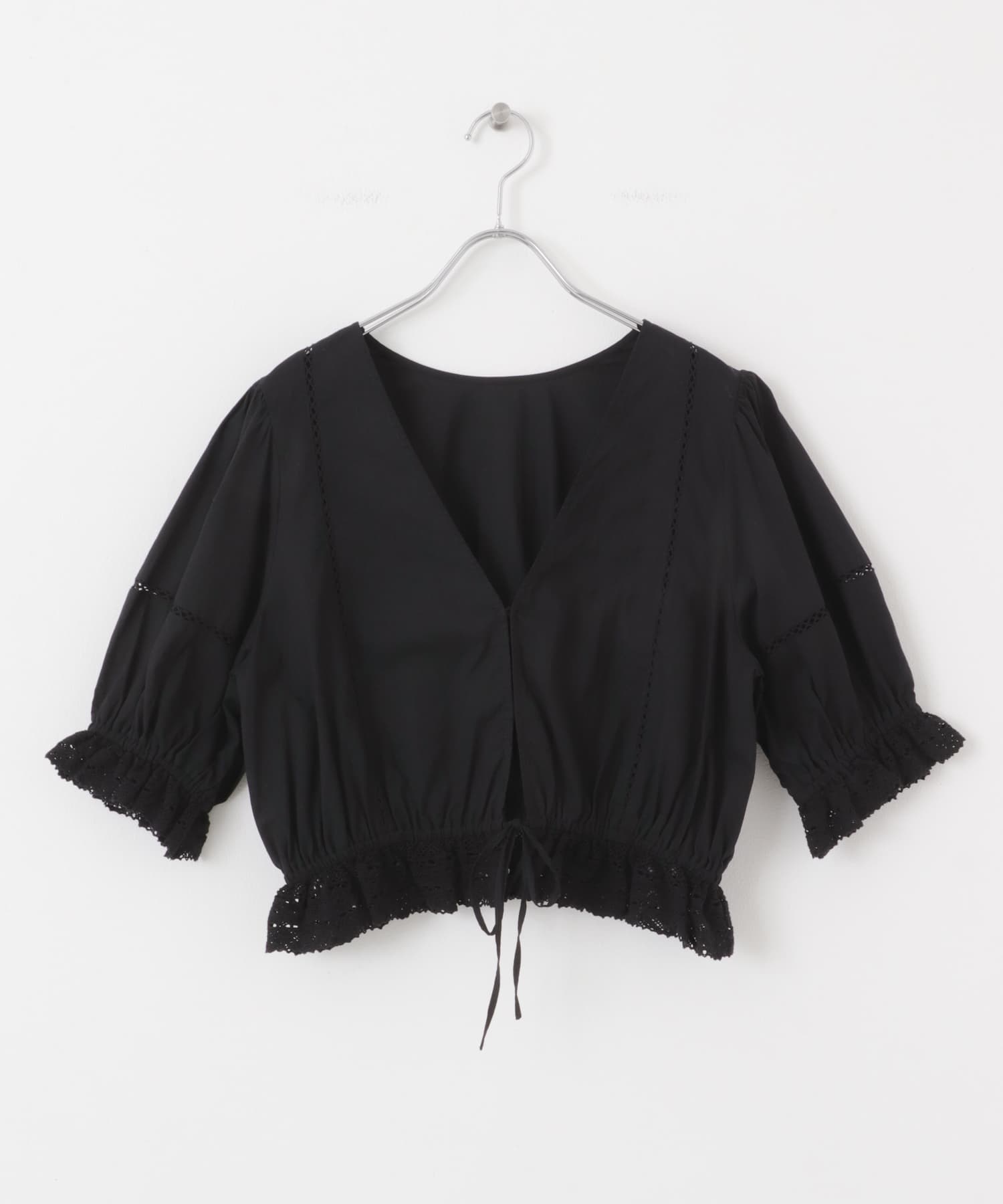 2WAYコンパクトレースブラウス BLACK one