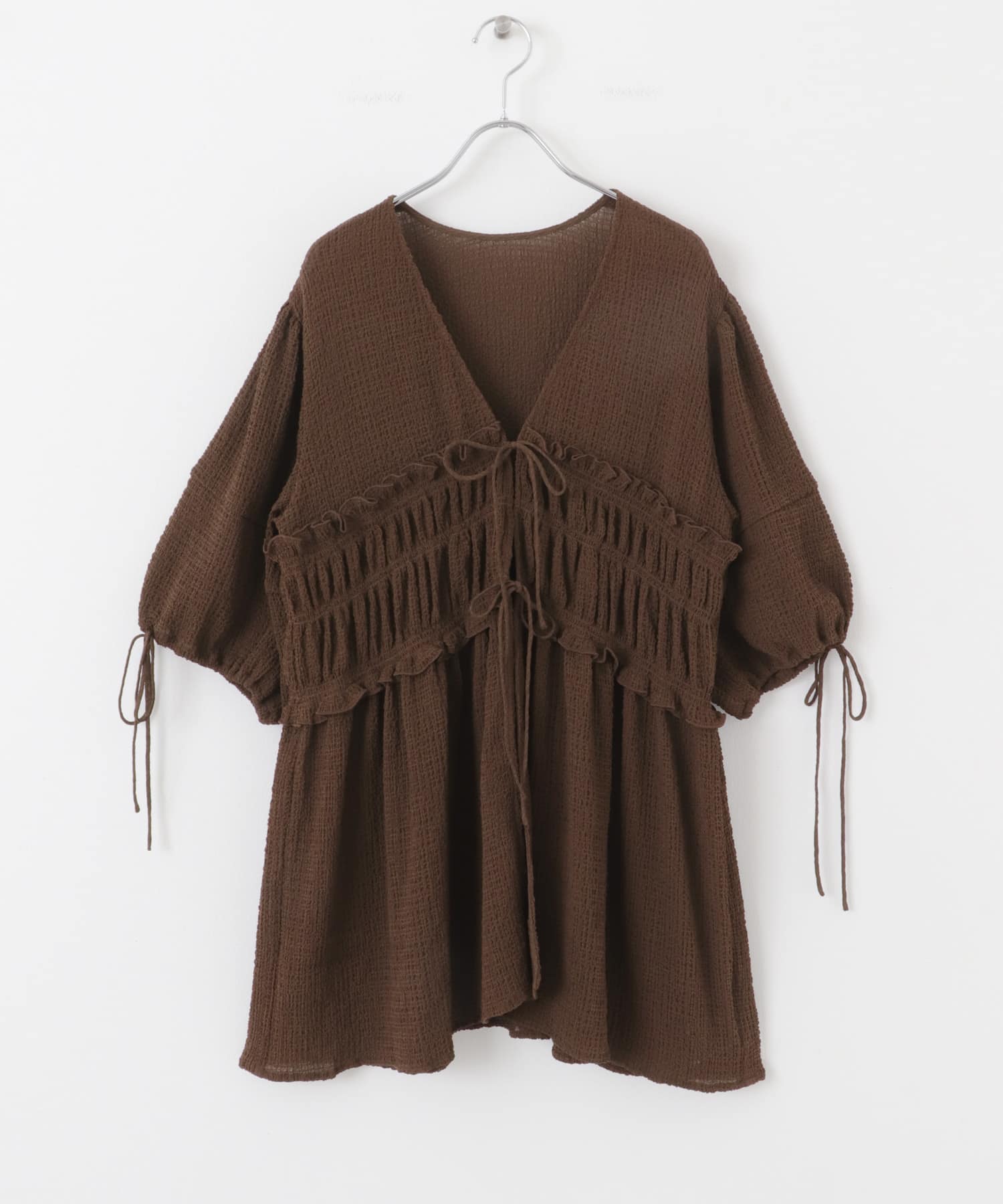 フロントリボンチュニック BROWN one