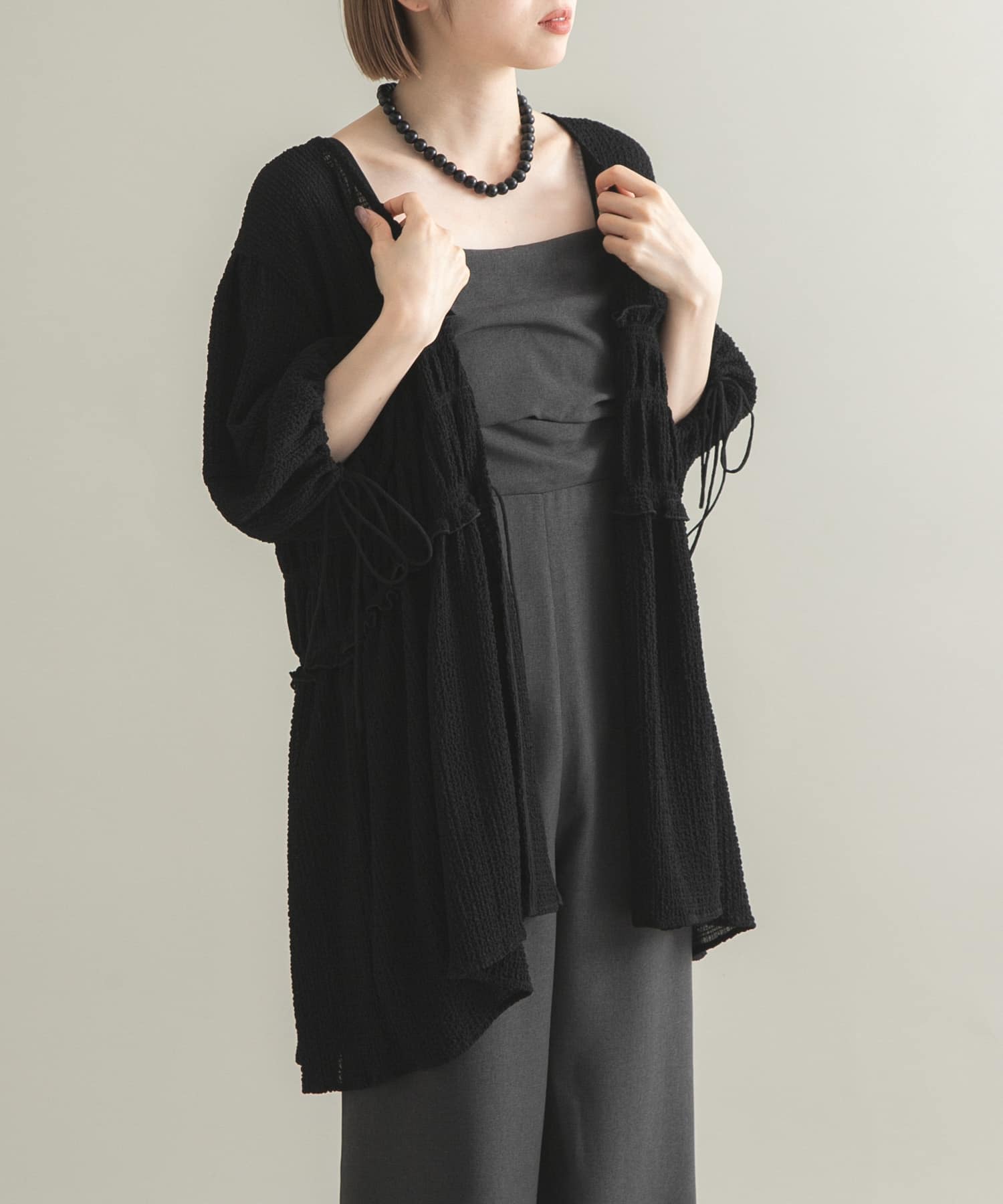 フロントリボンチュニック BLACK one