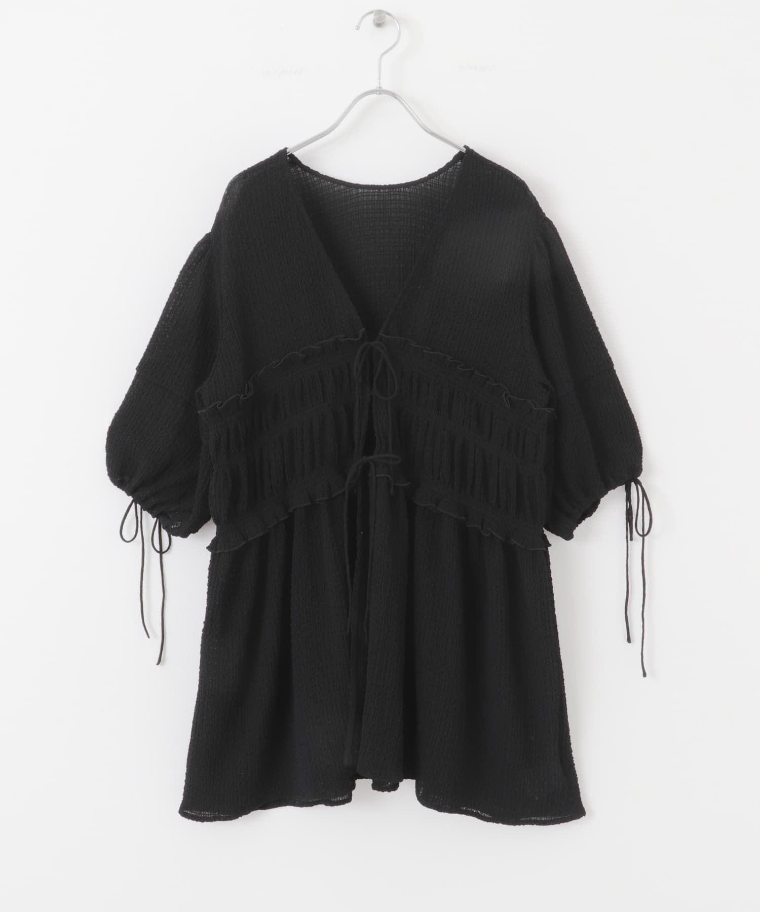 フロントリボンチュニック BLACK one