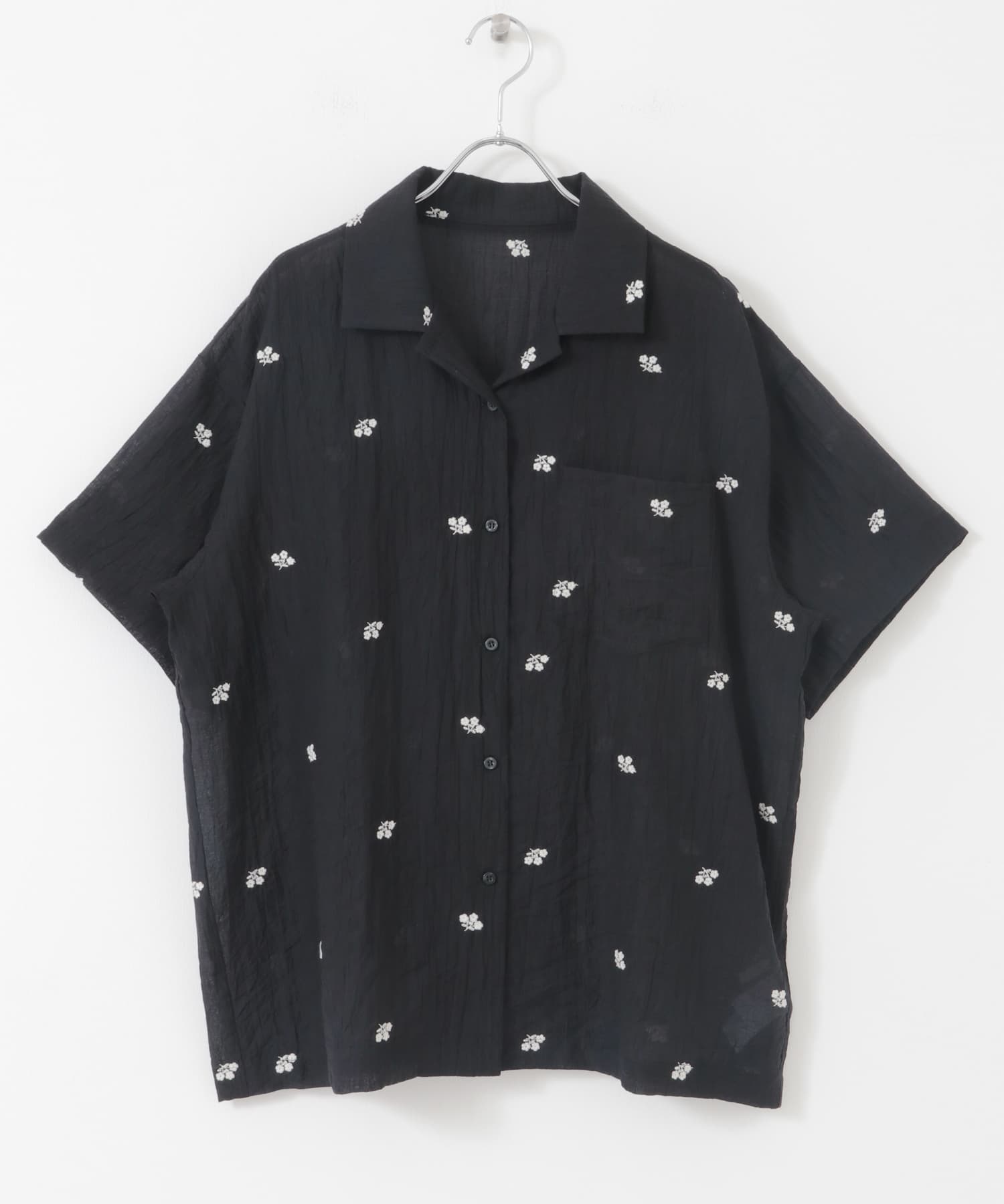 エンブロイダリーシアーシャツ BLACK one
