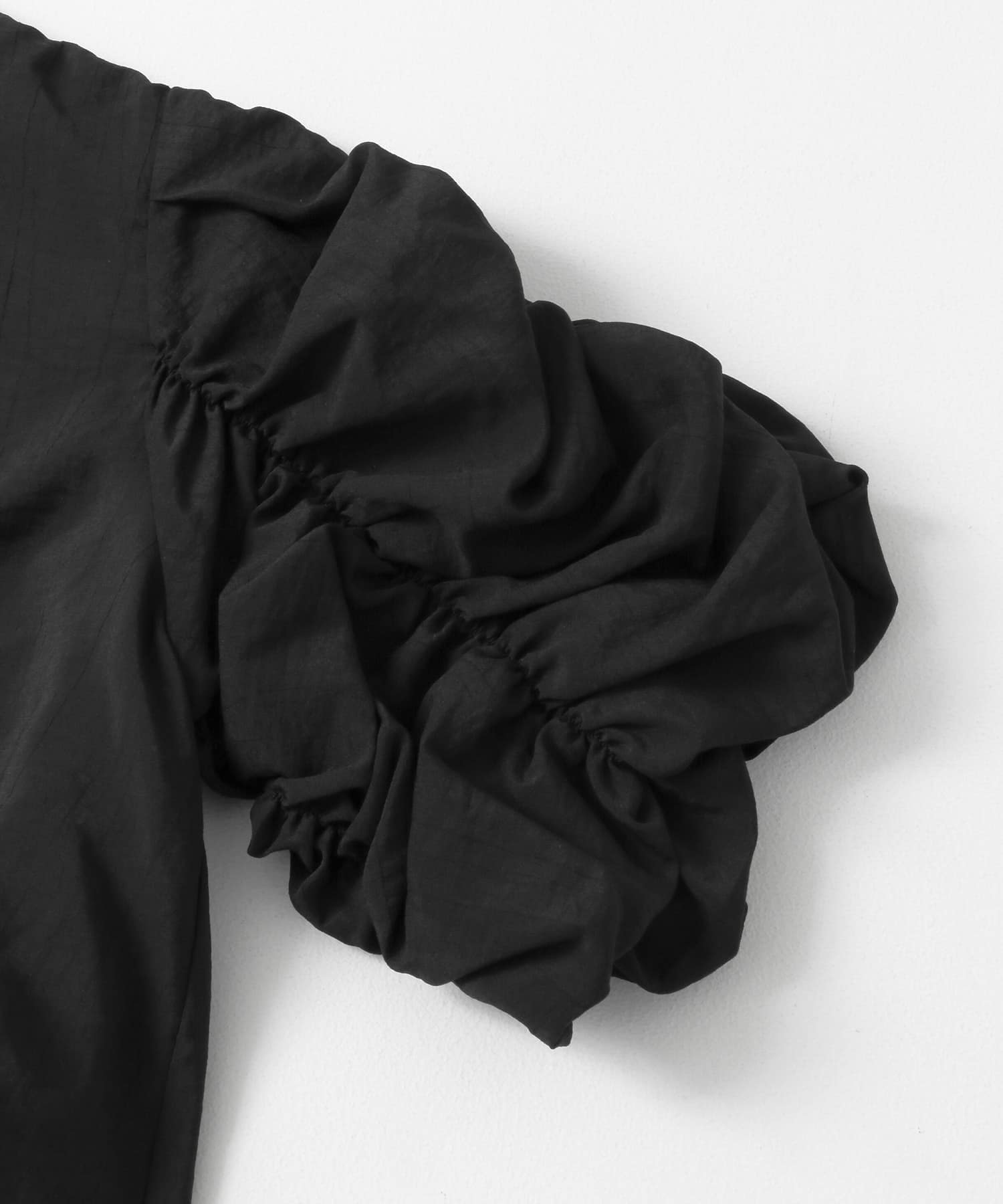 シャーリングスリーブブラウス BLACK one