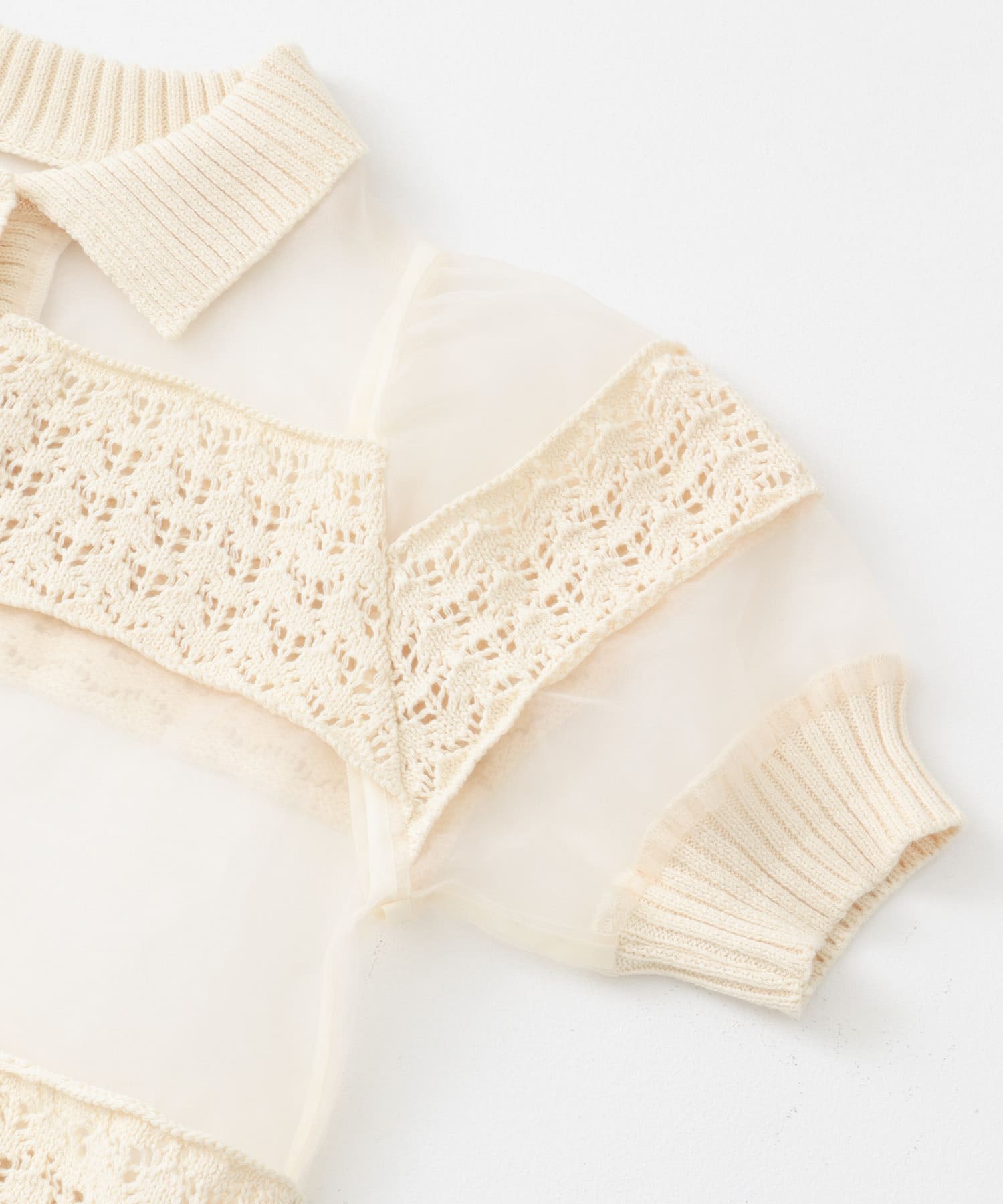 クロシェニットドッキングブラウス IVORY one