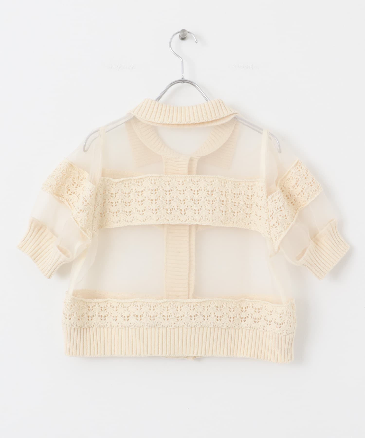 クロシェニットドッキングブラウス IVORY one