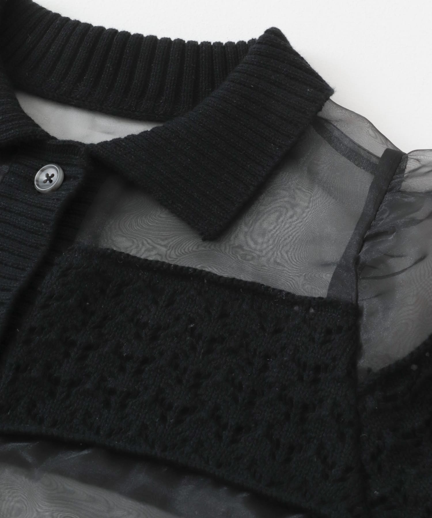 クロシェニットドッキングブラウス BLACK one