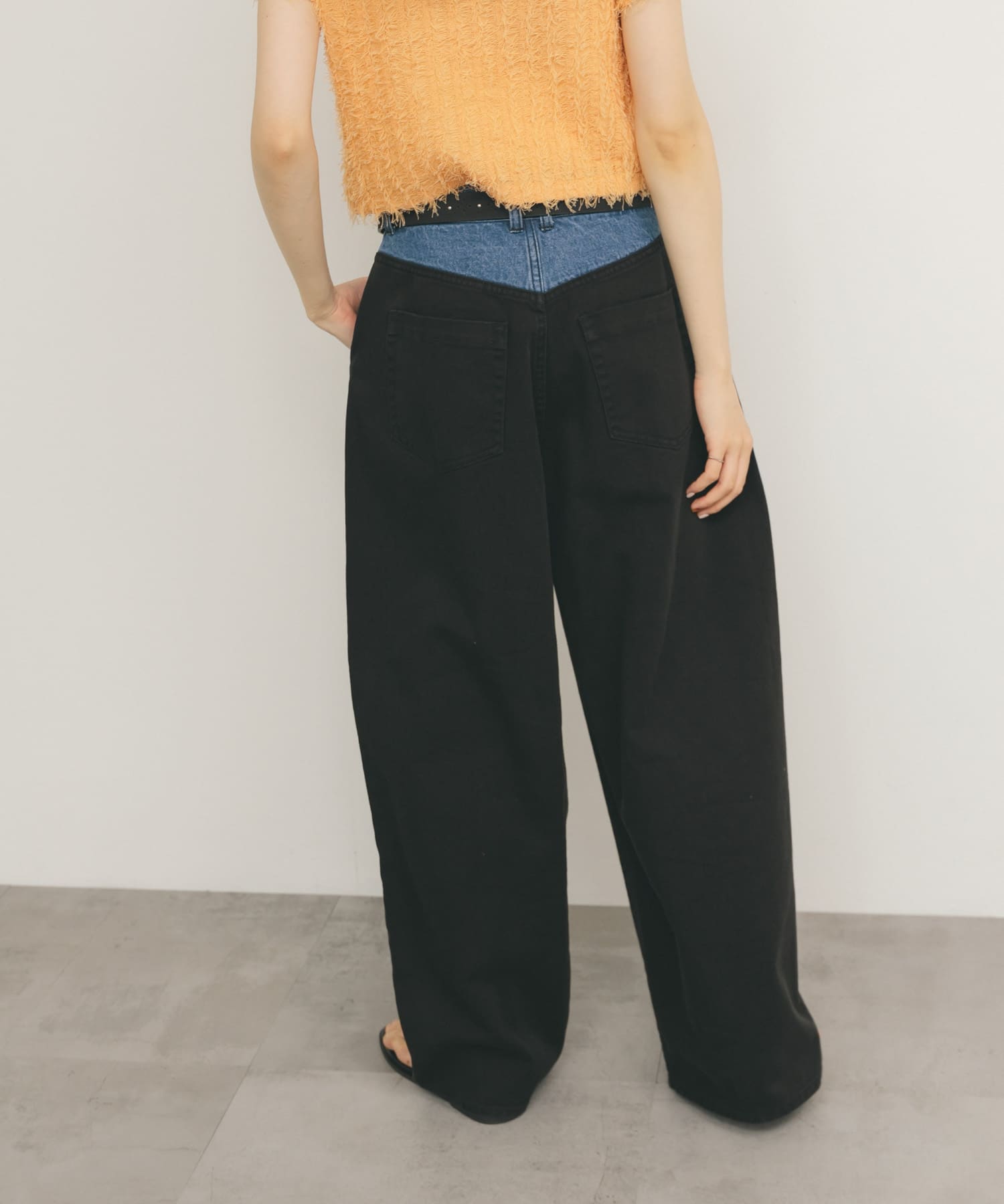 2サイズ展開』バイカラーコクーンパンツ(36 BLK×L.BLU): ボトム