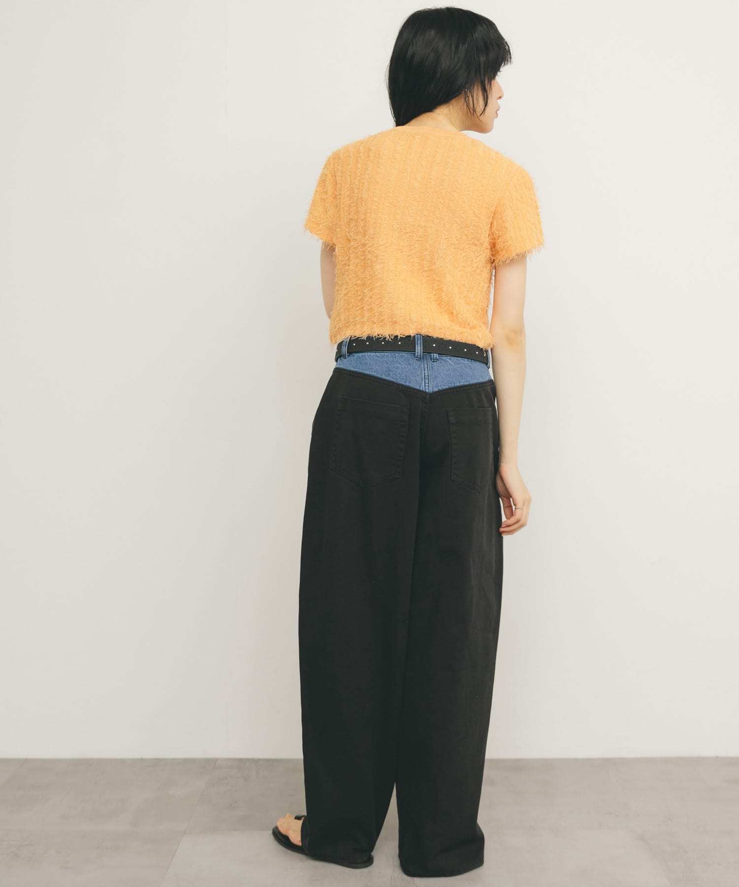 2サイズ展開』バイカラーコクーンパンツ(36 BLK×L.BLU): ボトム｜URBAN