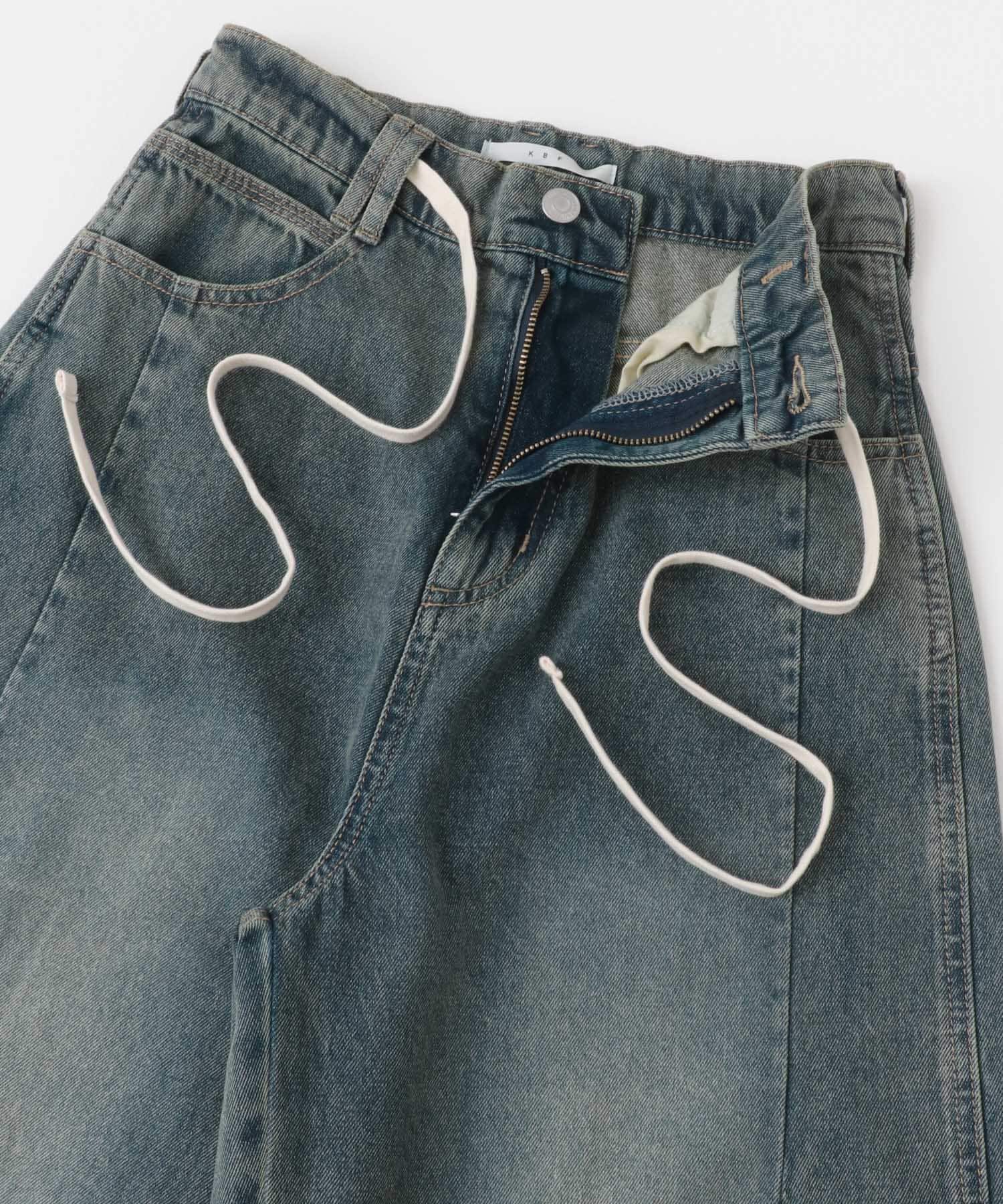 『2サイズ展開』ドローストリングデニム BLUE 36