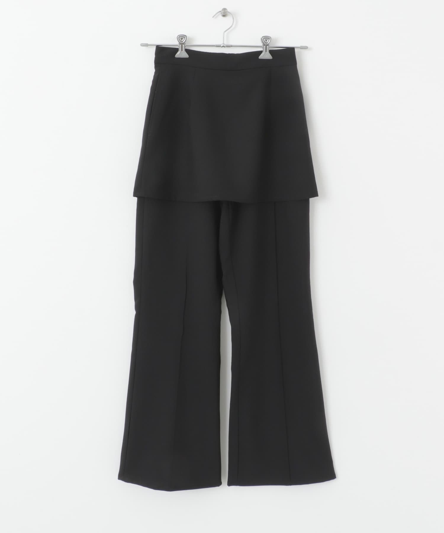 『2サイズ展開』スカートレイヤードフレアパンツ BLACK 36