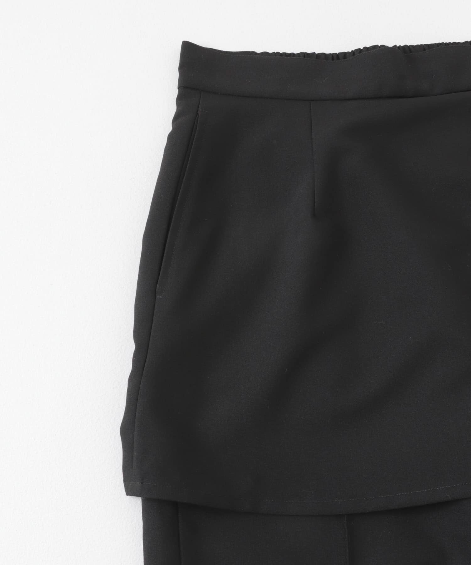 『2サイズ展開』スカートレイヤードフレアパンツ BLACK 36