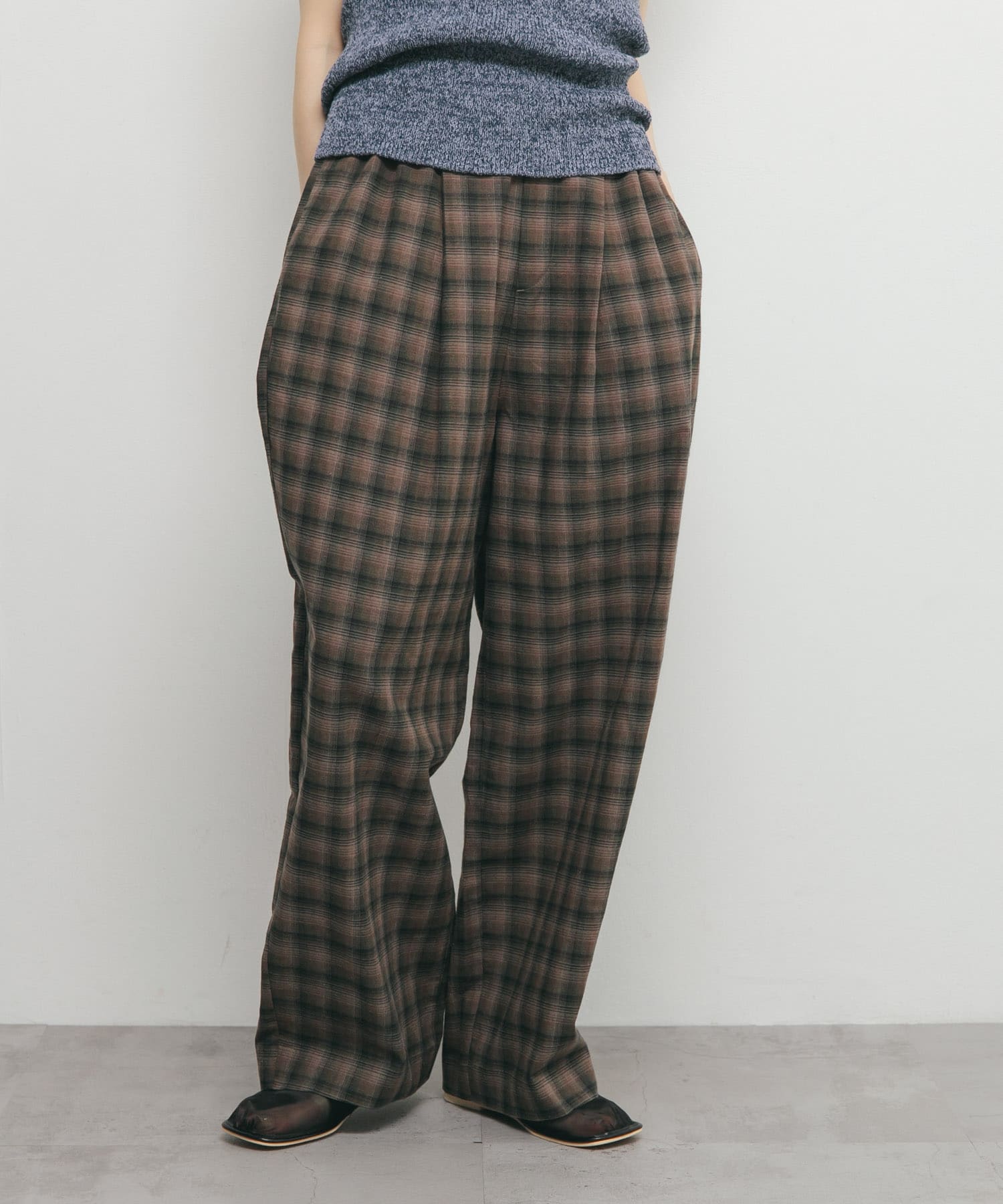 チェックイージーパンツ