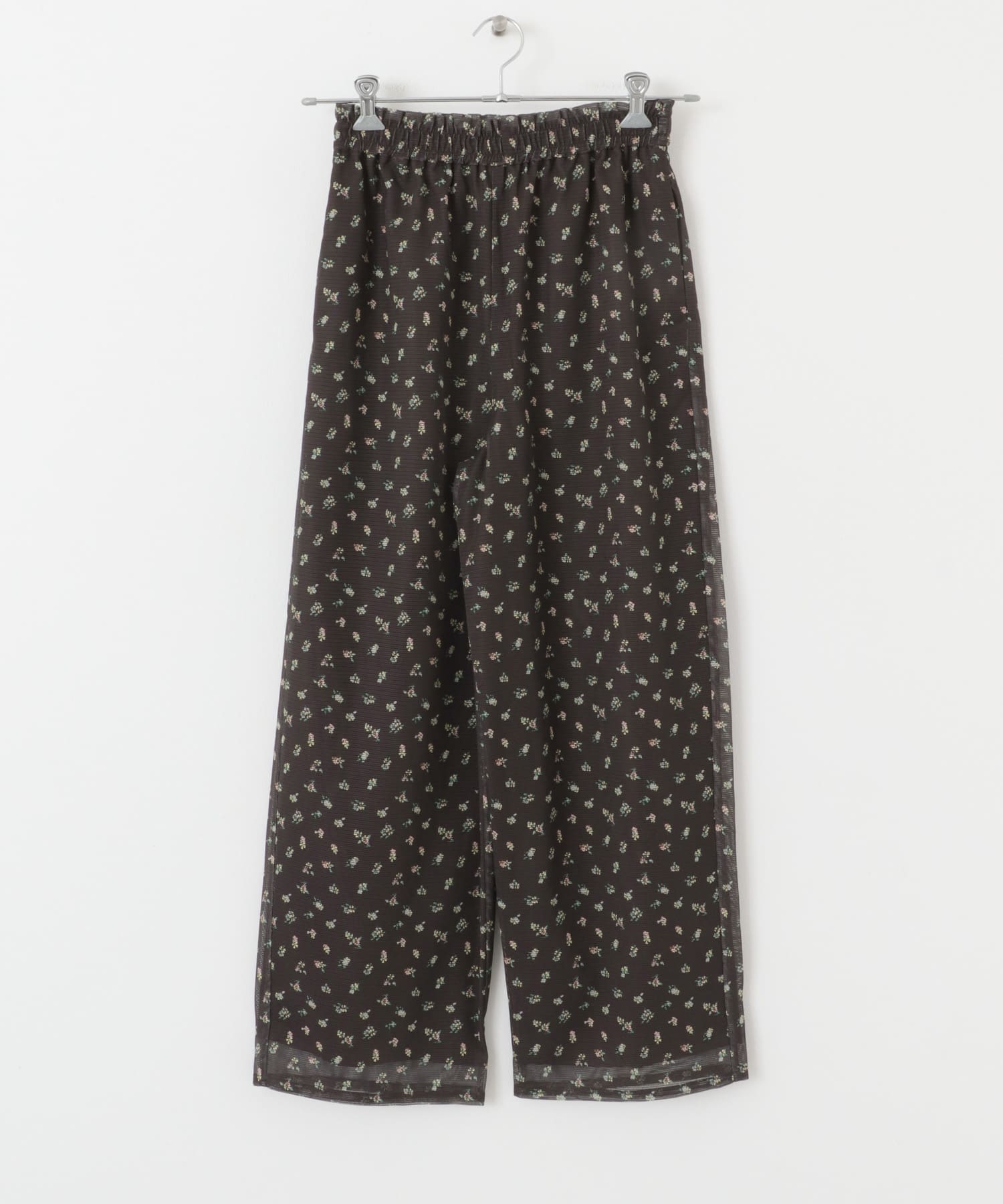 yuni ユニ フラワープリントパンツ ブラウン フラワープリントメッシュパンツ(one BROWN): ボトム｜URBAN