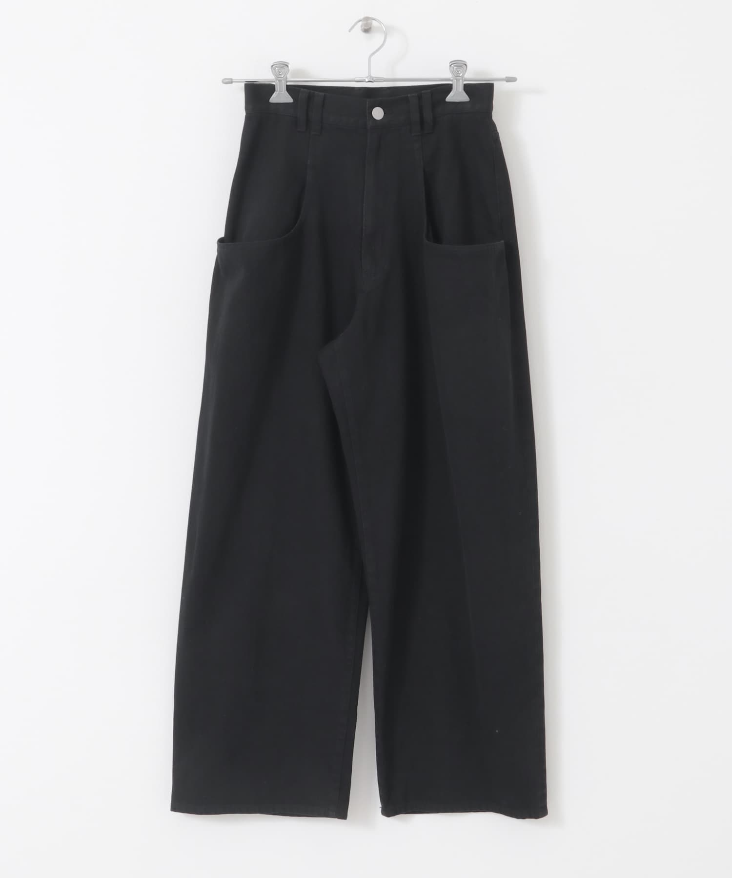 『3サイズ展開』BIGポケットデザインツイルパンツ BLACK 34