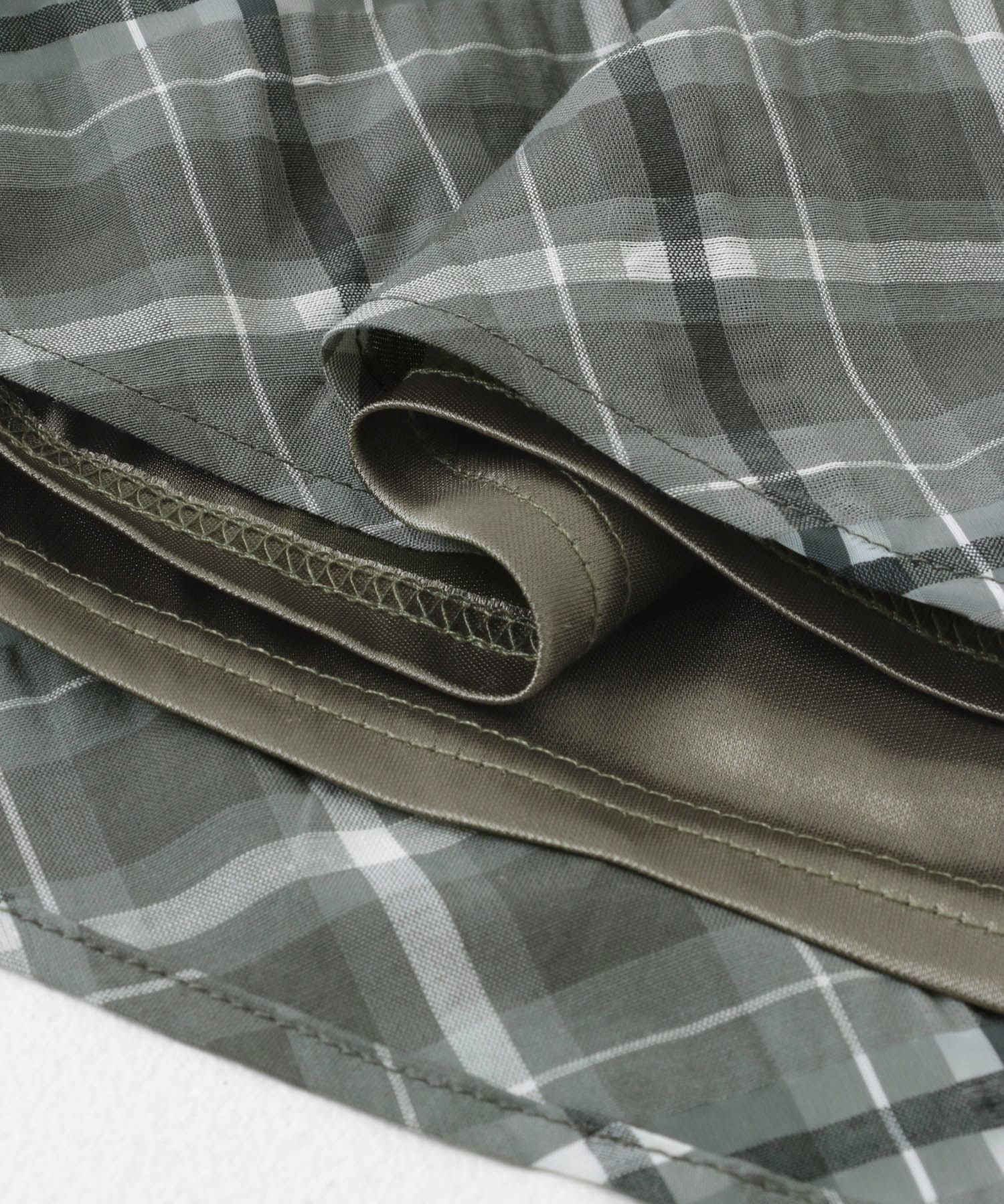 シアーチェックIラインスカート MOSS GRAY one