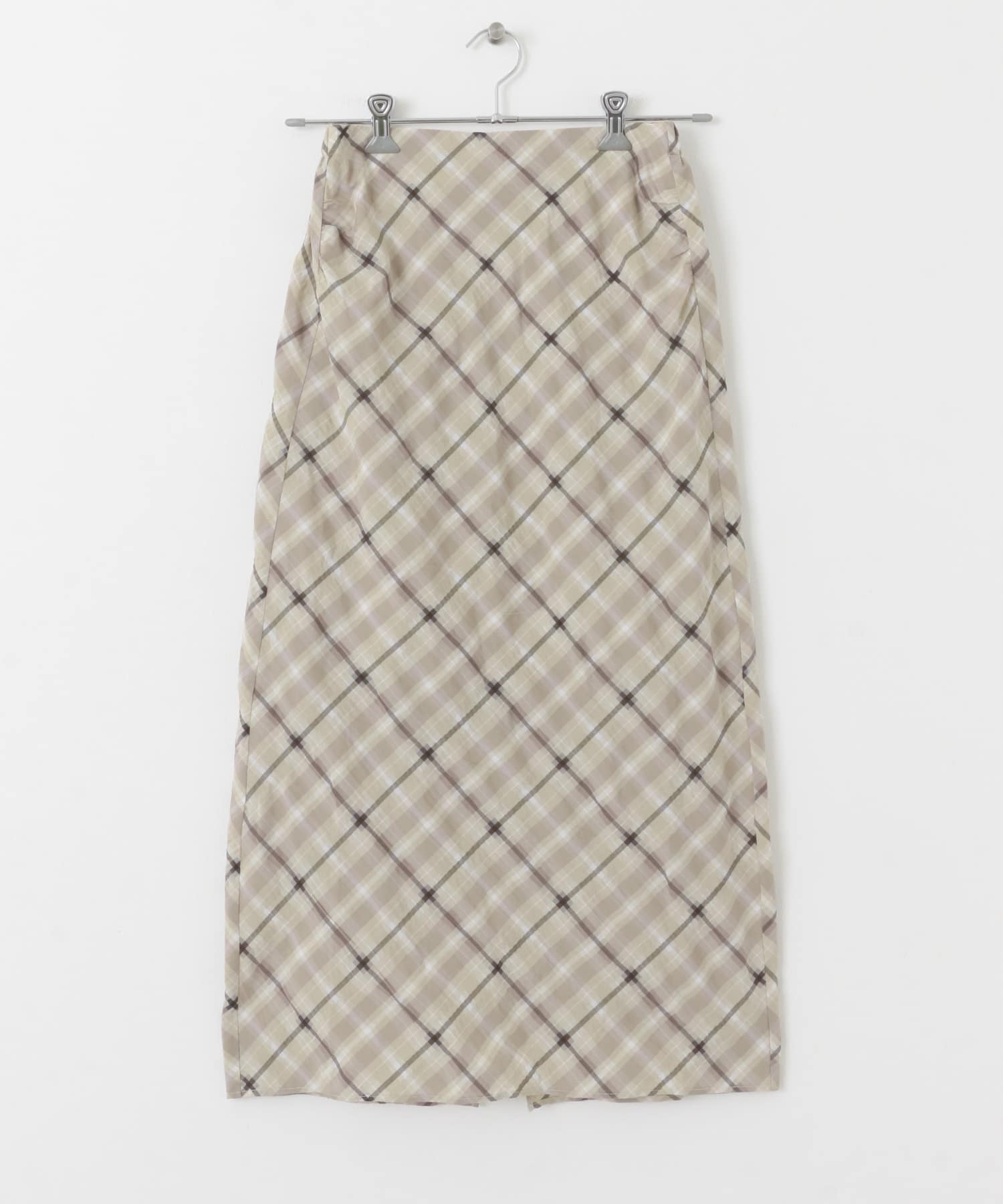 シアーチェックIラインスカート BEIGE one