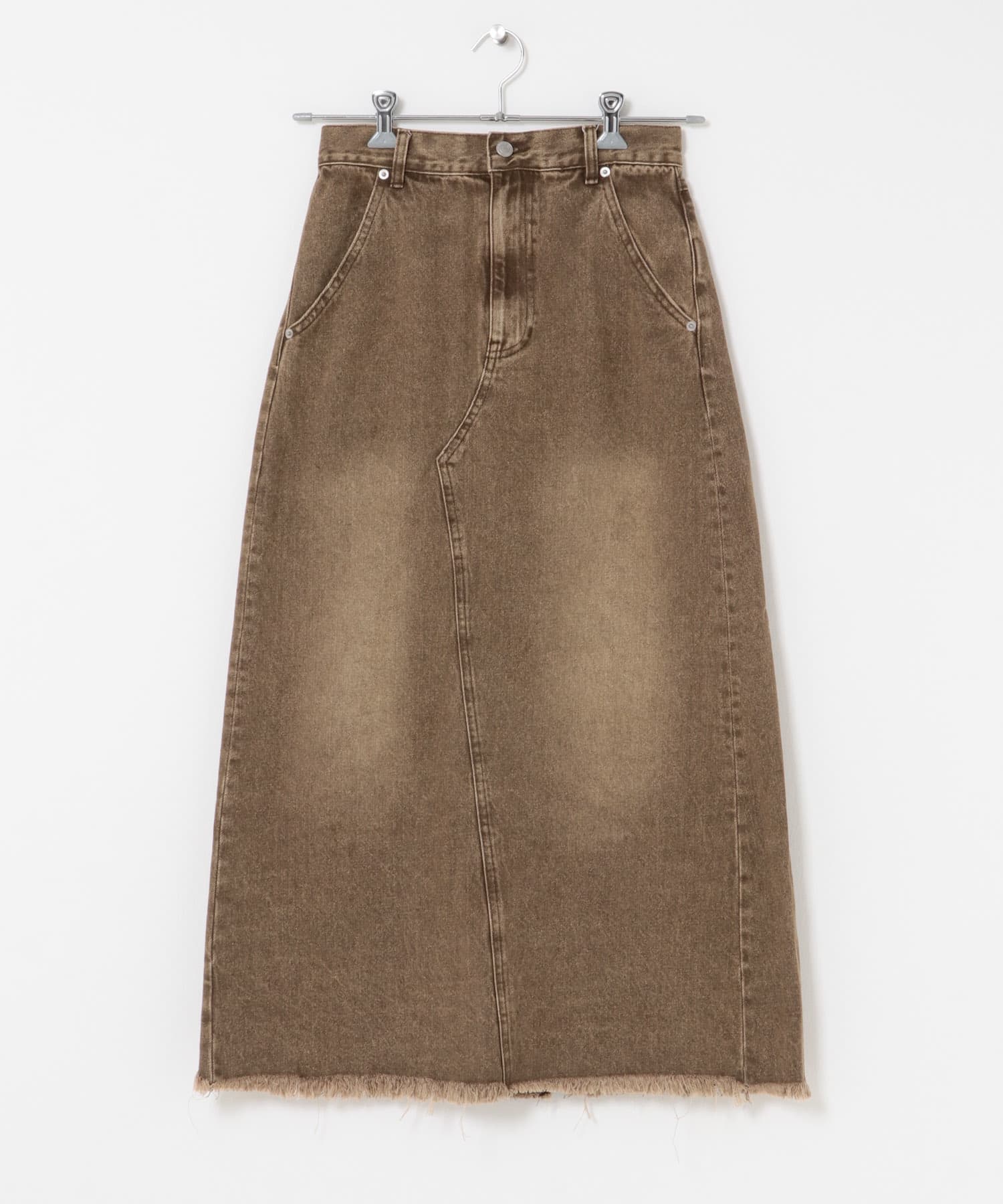 バックスリットデニムスカート BROWN one