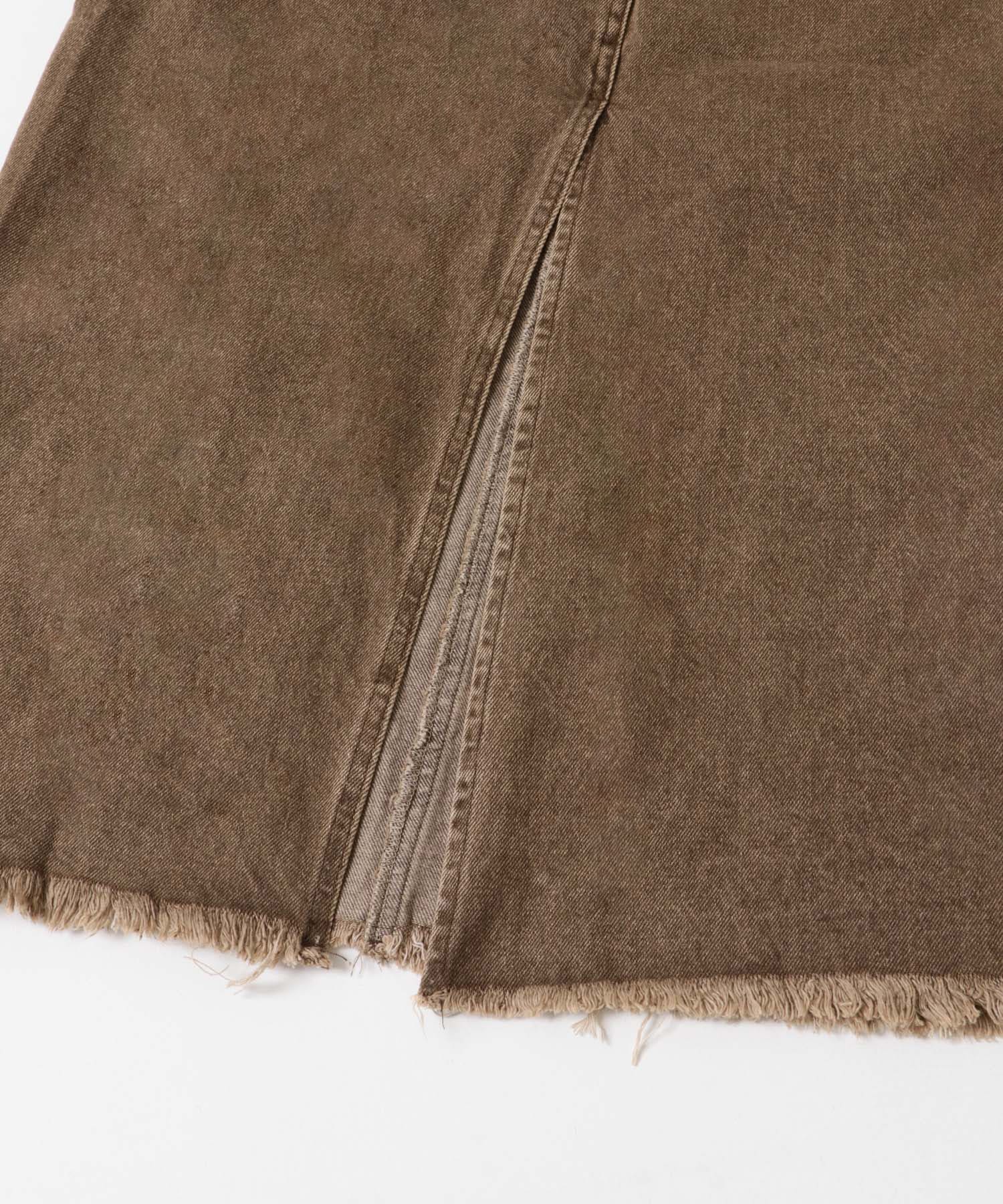 バックスリットデニムスカート BROWN one