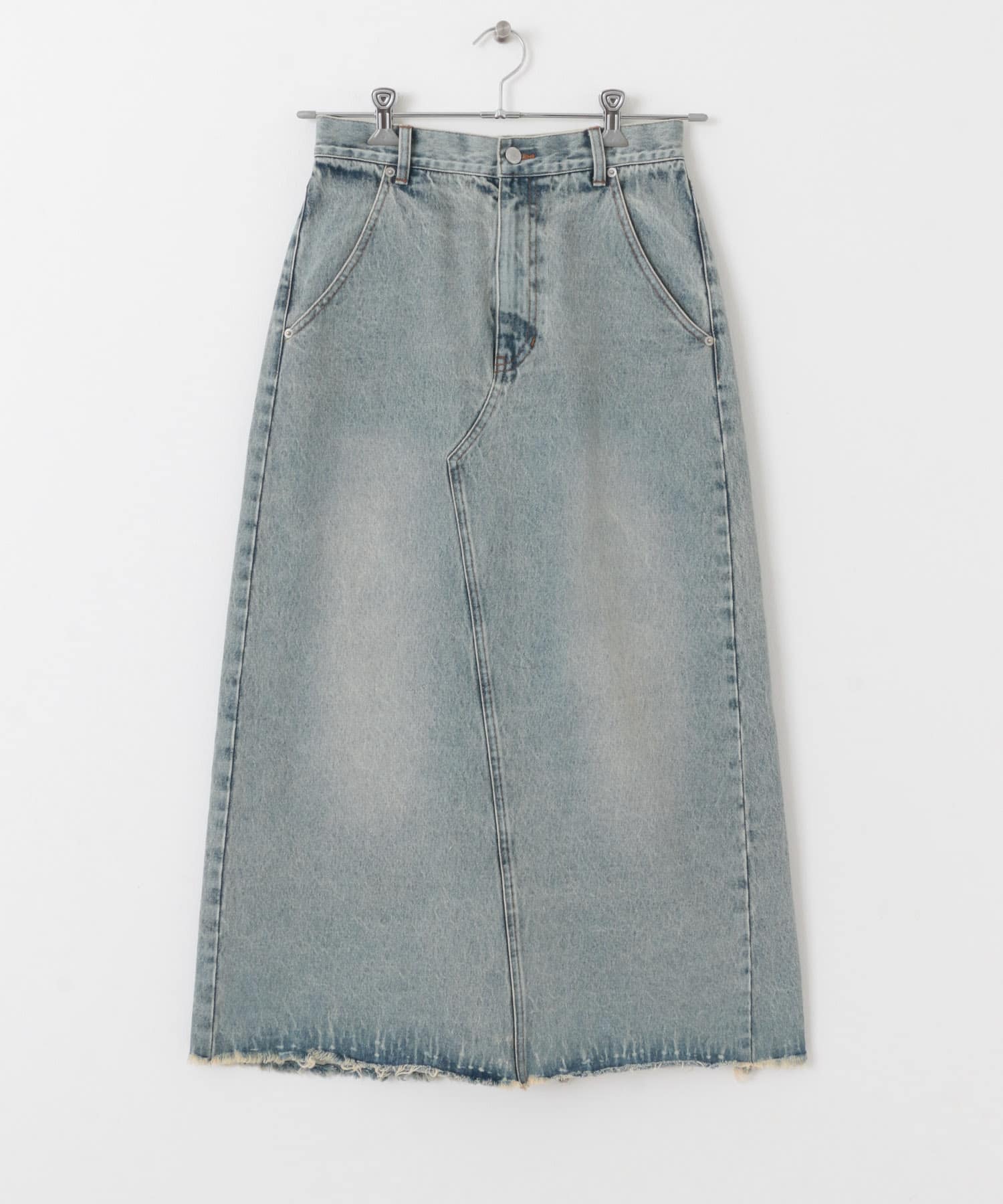 バックスリットデニムスカート L.BLUE one