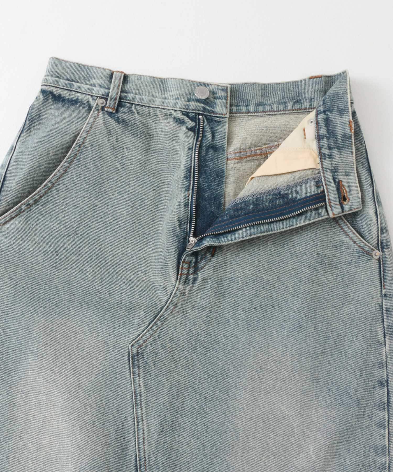 バックスリットデニムスカート L.BLUE one