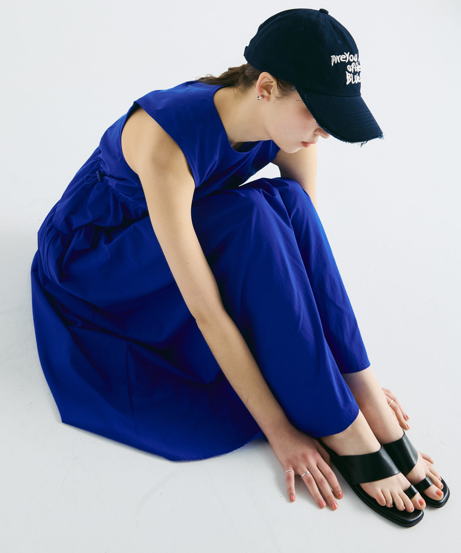 ノースリーブドロストワンピース BLUE one