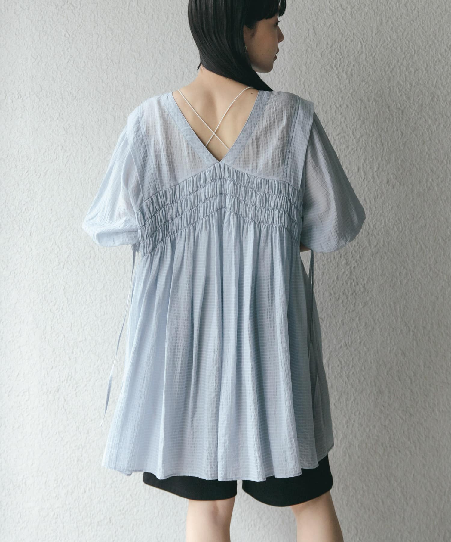 2WAYシャーリングミニワンピース