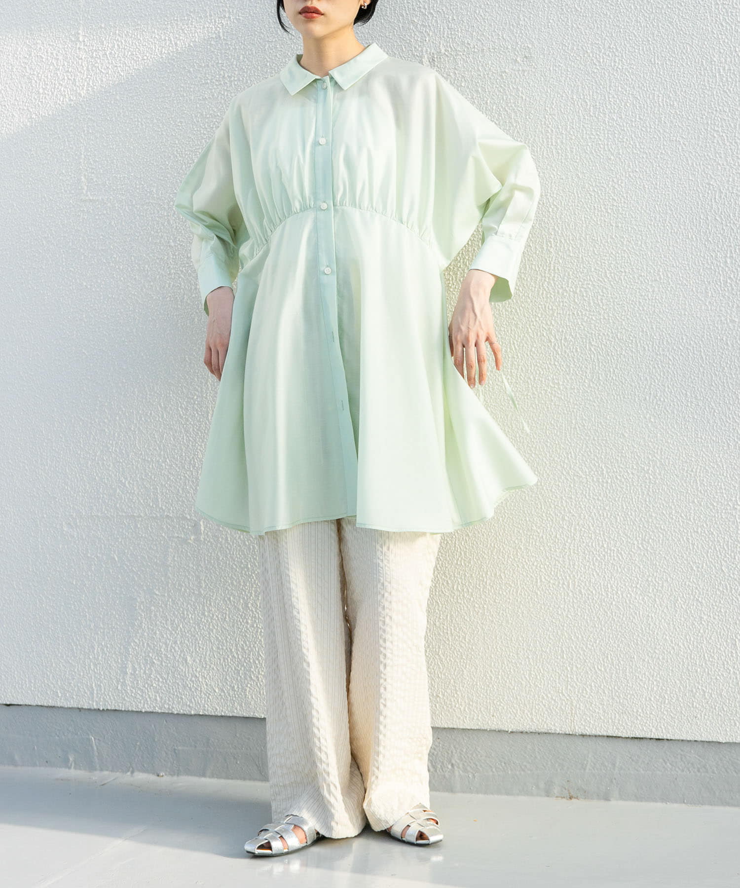 カーブギャザーミニワンピース