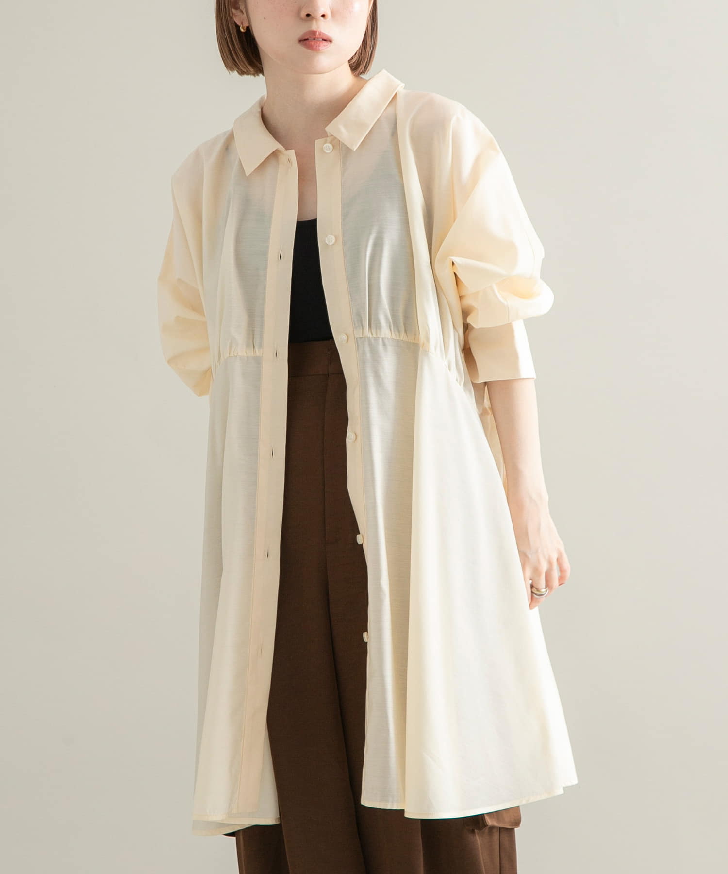 カーブギャザーミニワンピース