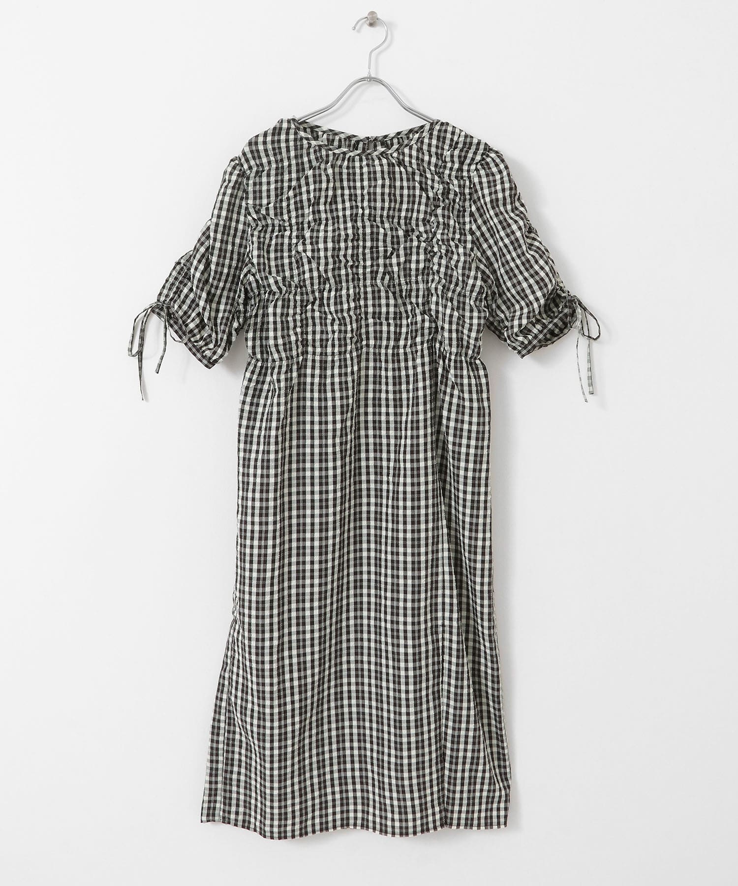 ランダムシャーリングチェックワンピース BLACK one