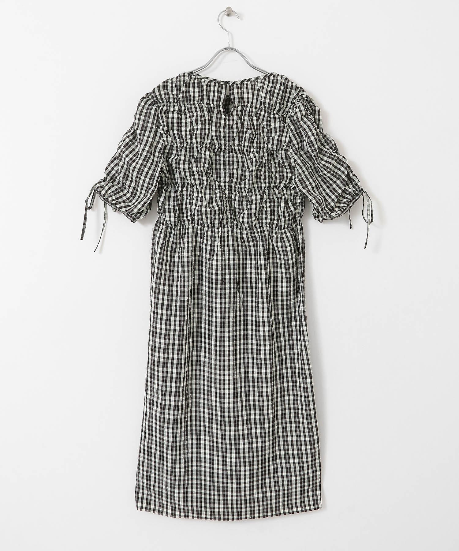 ランダムシャーリングチェックワンピース BLACK one