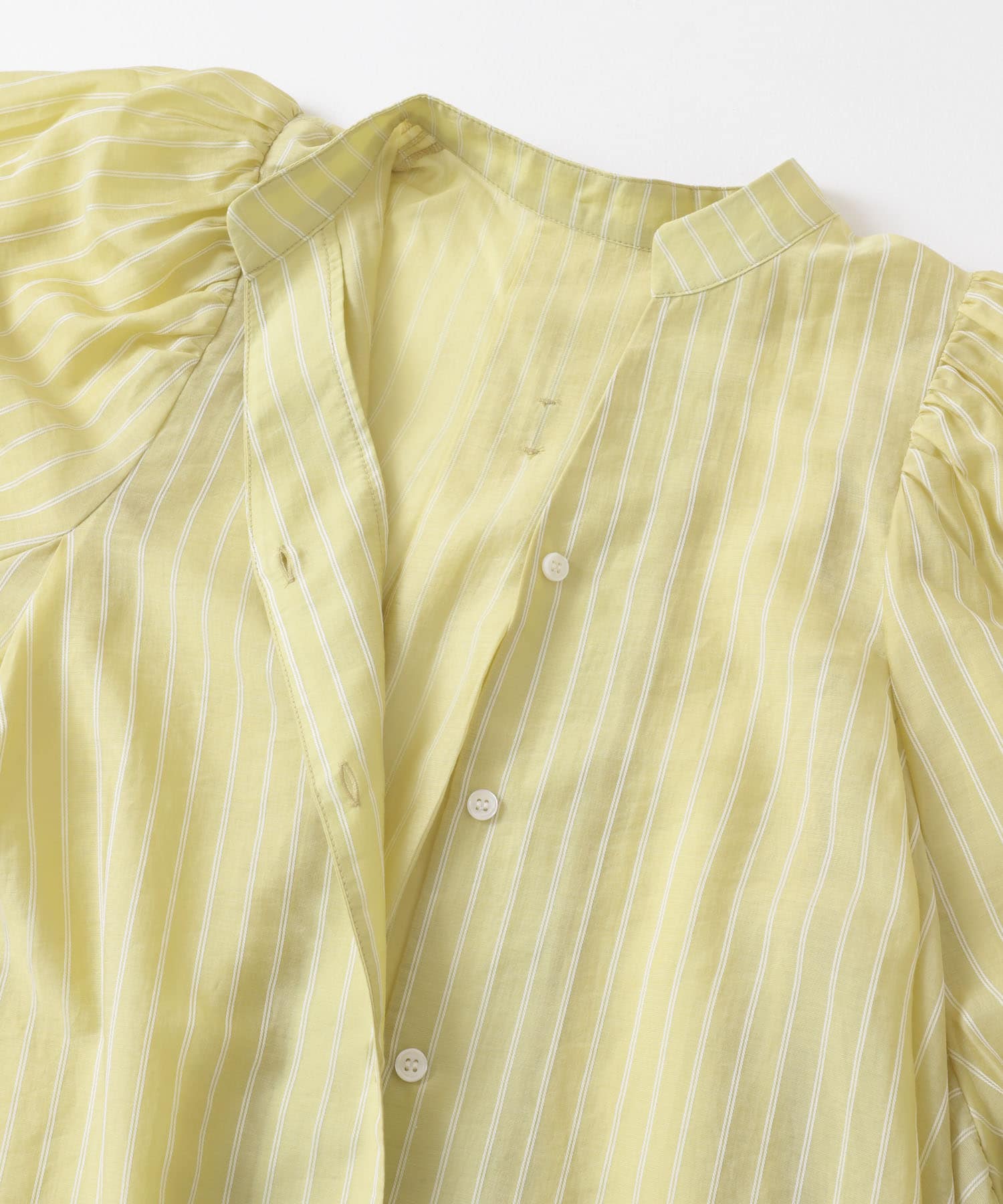 ボリュームスリーブストライプミニワンピース YELLOW one